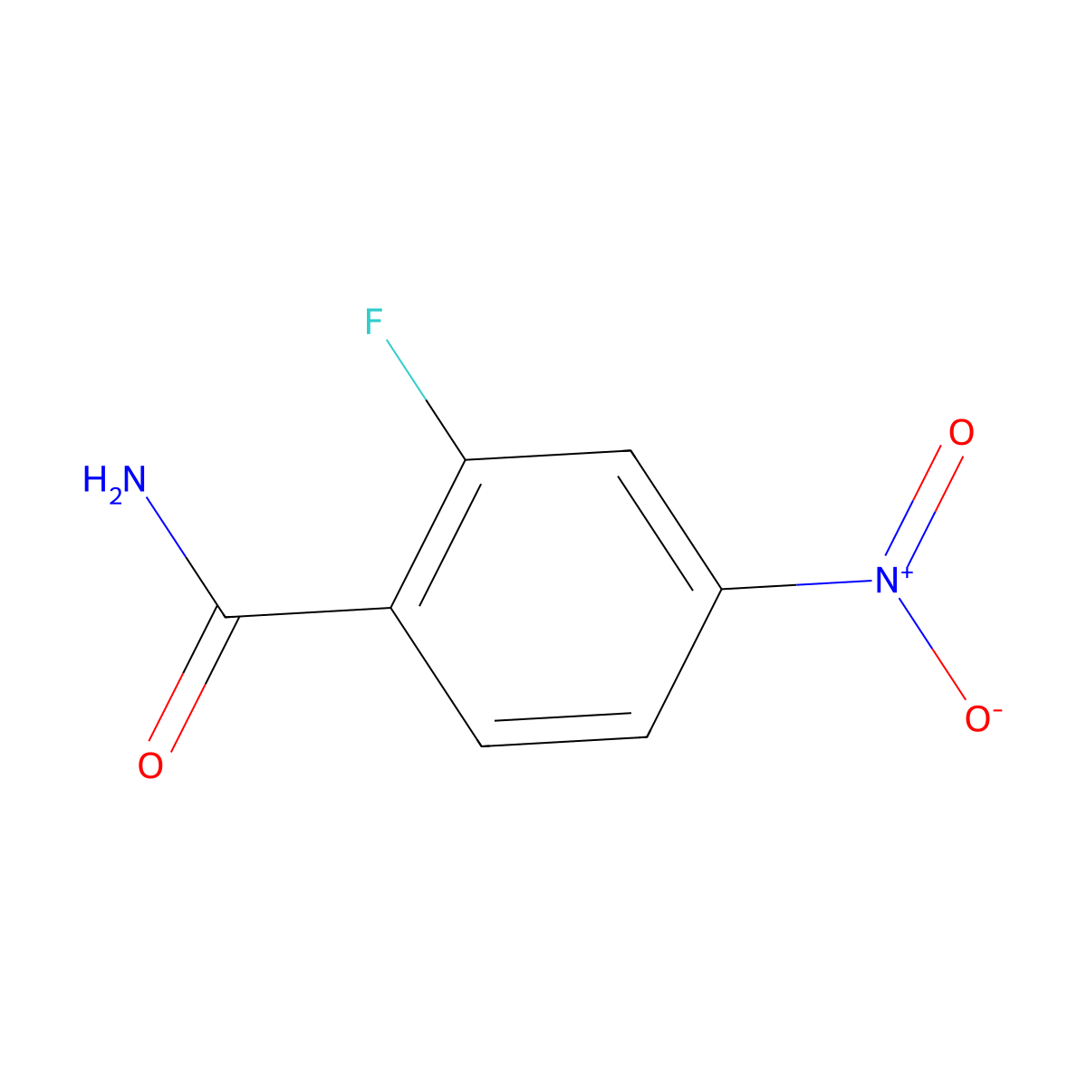 2-Fluoro-4-nitrobenzamide molecular structure, CAS 350-32-3