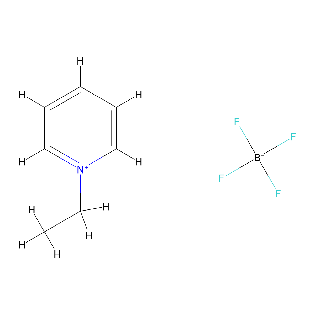 N-ethylpyridinium tetrafluoroborate molecular structure, CAS 350-48-1