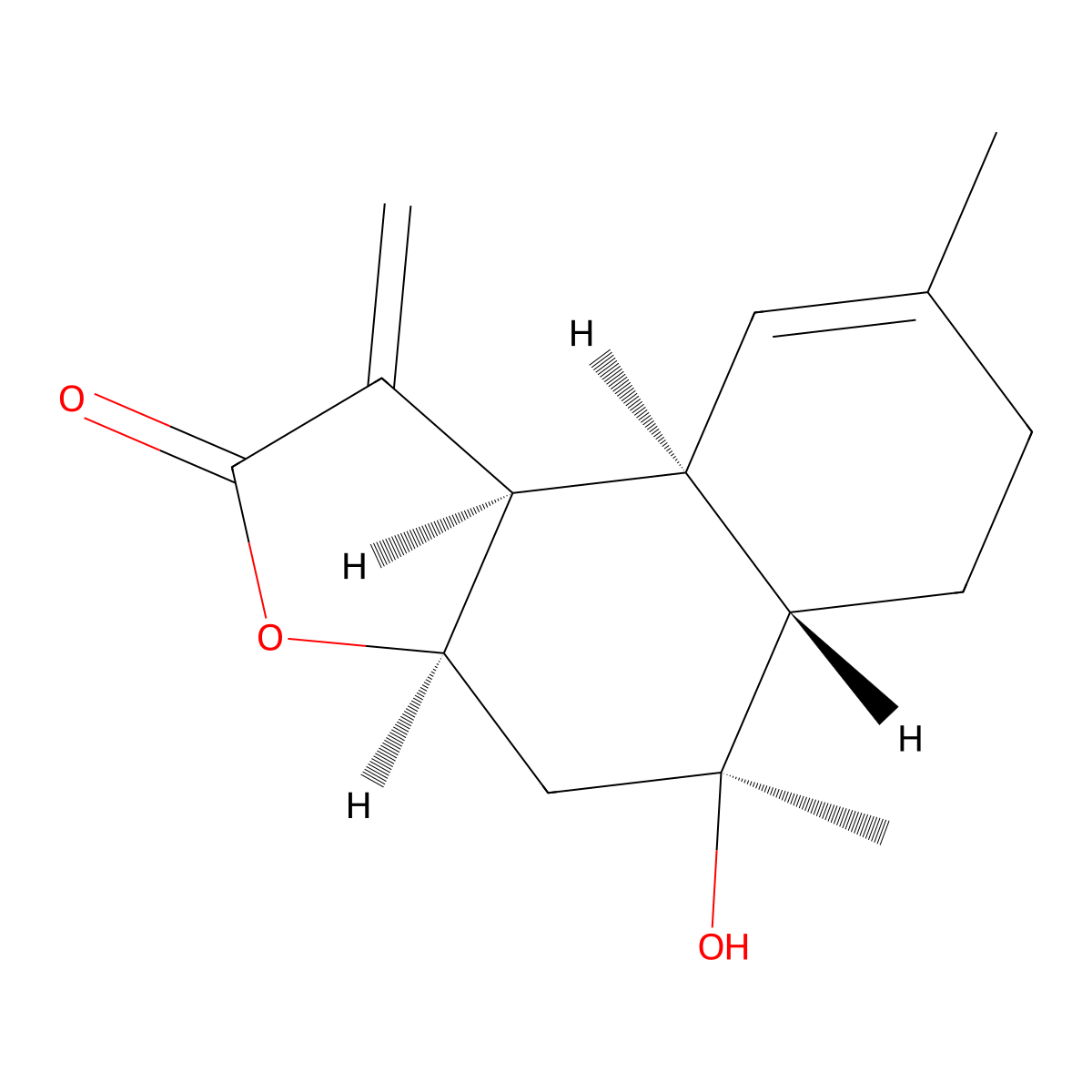10beta-Hydroxycadina-4,11(13)-dien-12,8beta-olide molecular structure, CAS 35001-23-1