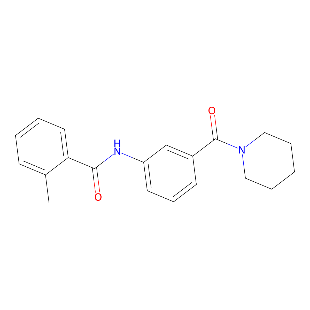 2-methyl-N-[3-(piperidin-1-ylcarbonyl)phenyl]benzamide molecular structure, CAS 350012-48-5