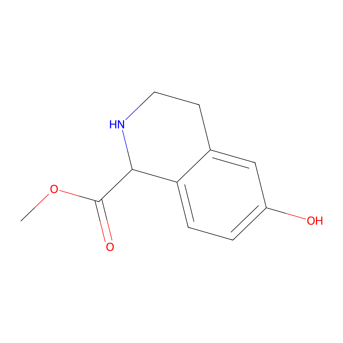 Methyl 6-hydroxy-1,2,3,4-tetrahydroisoquinoline-1-carboxylate molecular structure, CAS 350014-18-5