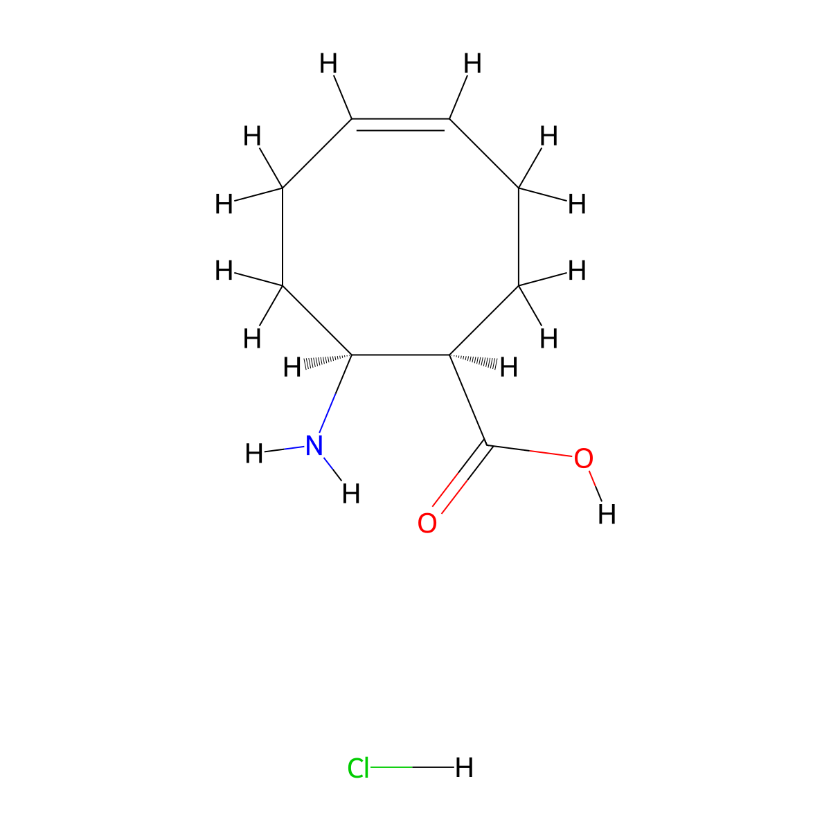 Cis-(z)-8-Amino-cyclooct-4-enecarboxylic acid hydrochloride molecular structure, CAS 350015-75-7