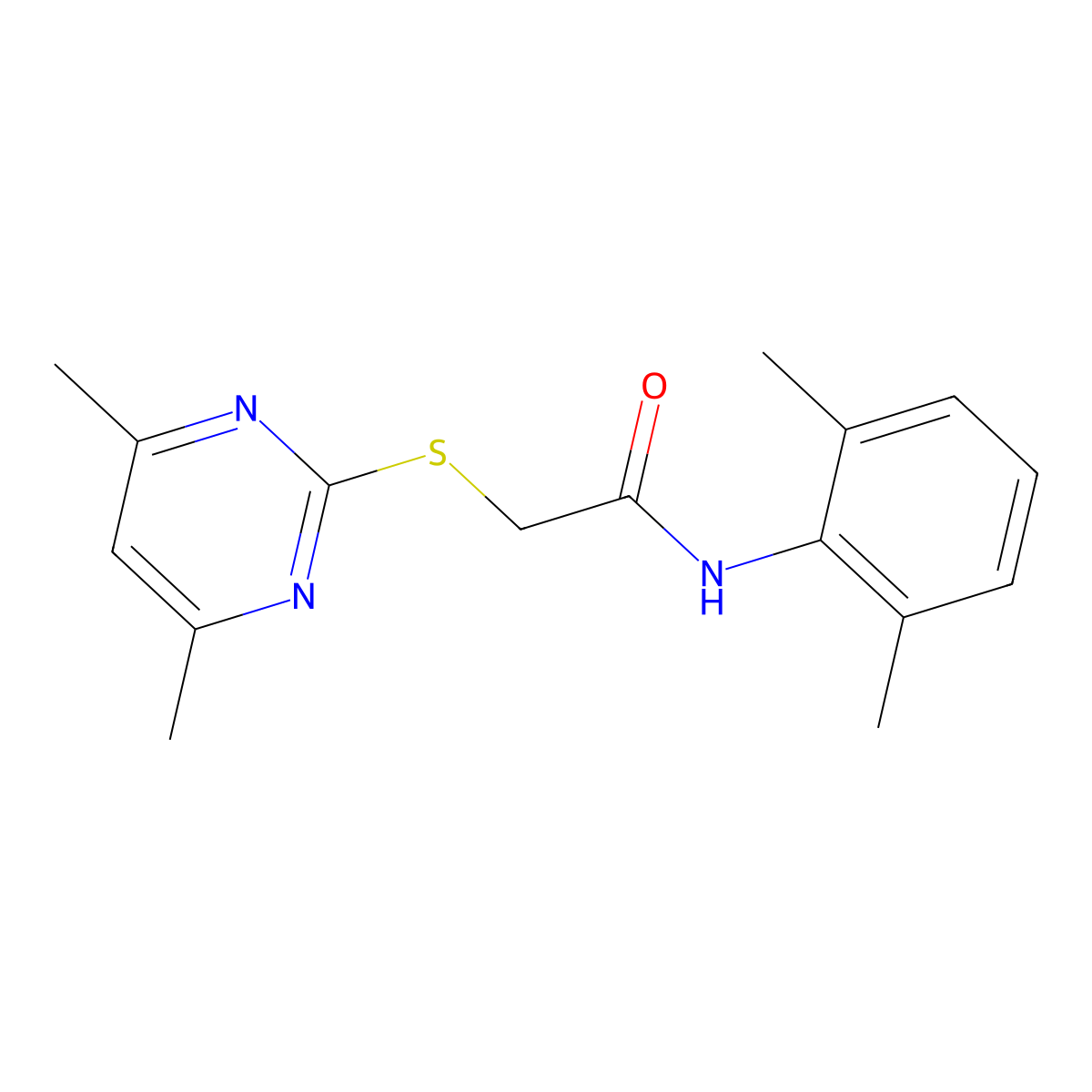 N-(2,6-dimethylphenyl)-2-(4,6-dimethylpyrimidin-2-yl)sulfanylacetamide molecular structure, CAS 350024-85-0