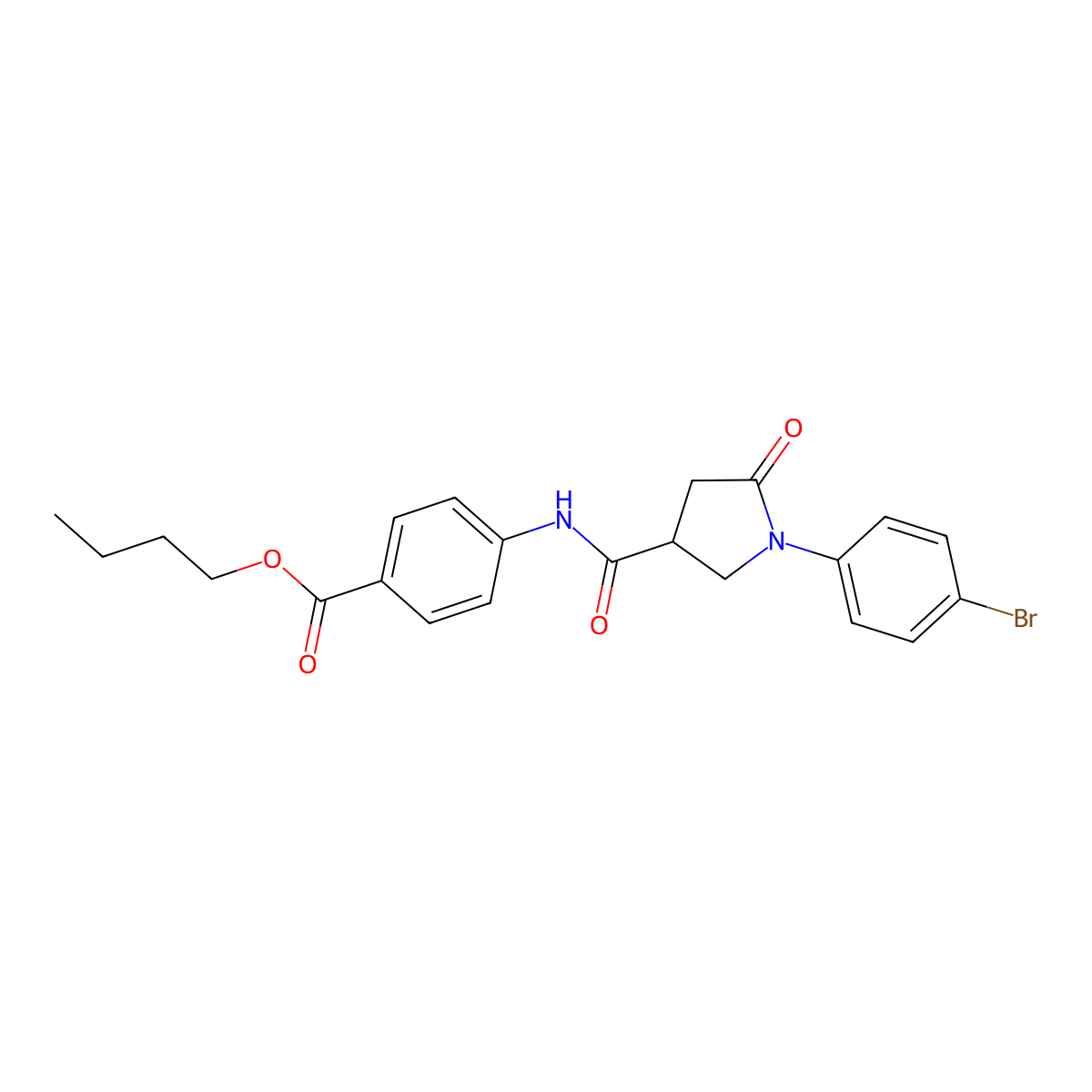 Butyl 4-[[1-(4-bromophenyl)-5-oxopyrrolidine-3-carbonyl]amino]benzoate molecular structure, CAS 350025-39-7
