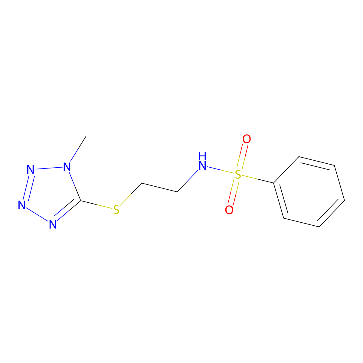 N-[2-(1-Methyl-1H-tetrazol-5-ylsulfanyl)-ethyl]-benzenesulfonamide molecular structure, CAS 350025-56-8