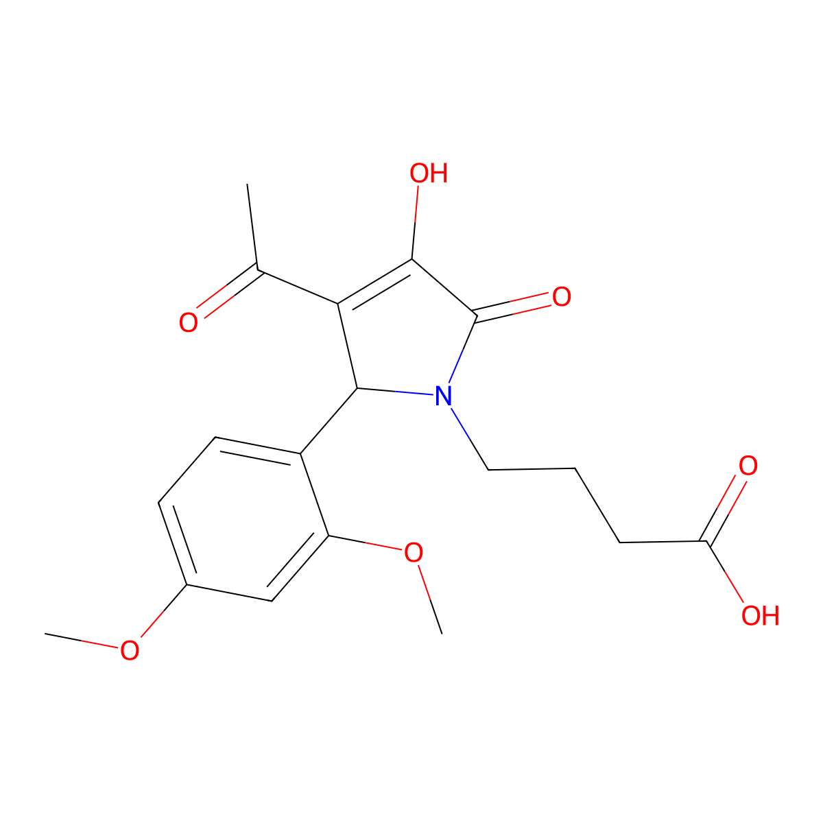 4-[3-acetyl-2-(2,4-dimethoxyphenyl)-4-hydroxy-5-oxo-2H-pyrrol-1-yl]butanoic Acid molecular structure, CAS 350046-60-5