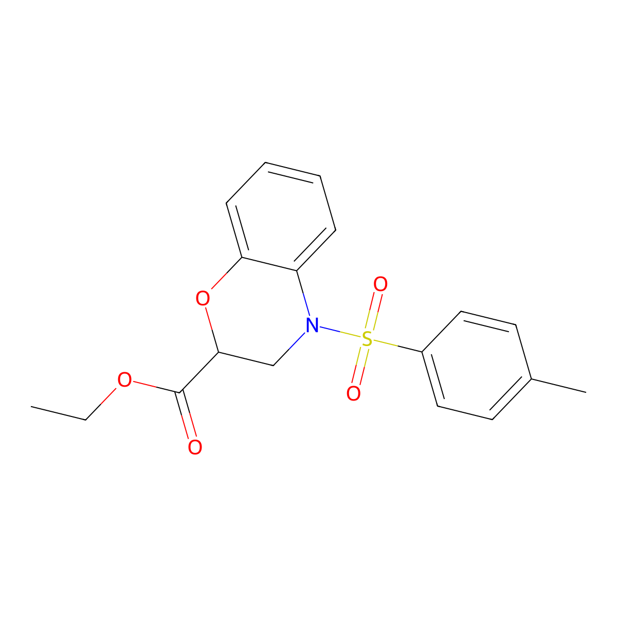 Ethyl 4-tosyl-3,4-dihydro-2H-benzo[b][1,4]oxazine-2-carboxylate molecular structure, CAS 35017-54-0