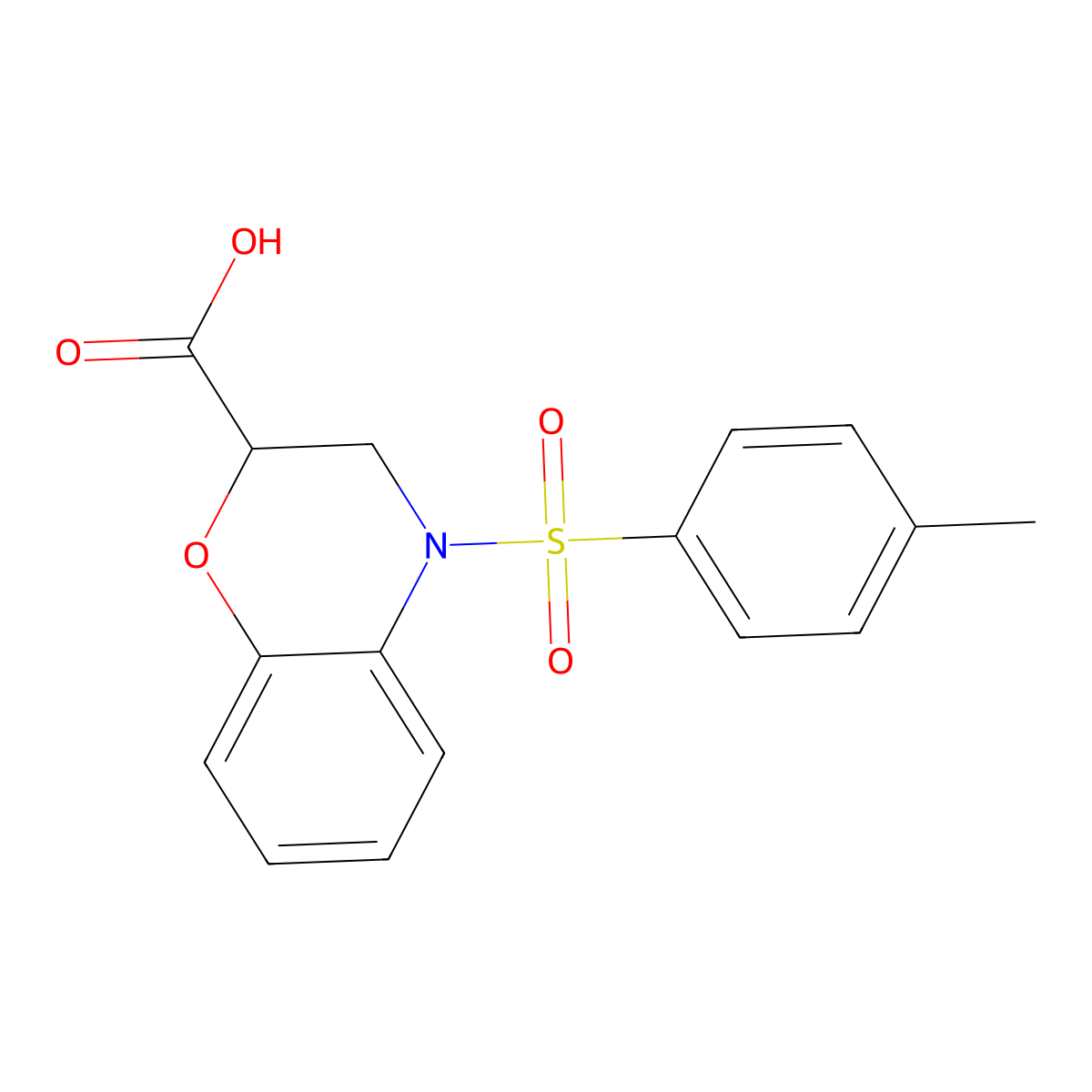 3,4-Dihydro-4-[(4-methylphenyl)sulfonyl]-2H-1,4-benzoxazine-2-carboxylic acid molecular structure, CAS 35017-55-1