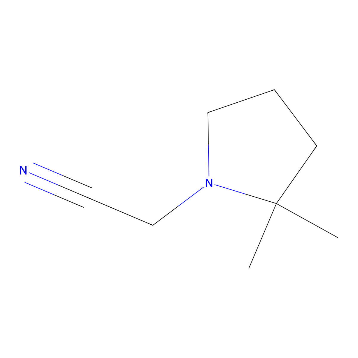 2-(2,2-Dimethylpyrrolidin-1-yl)acetonitrile molecular structure, CAS 35018-16-7