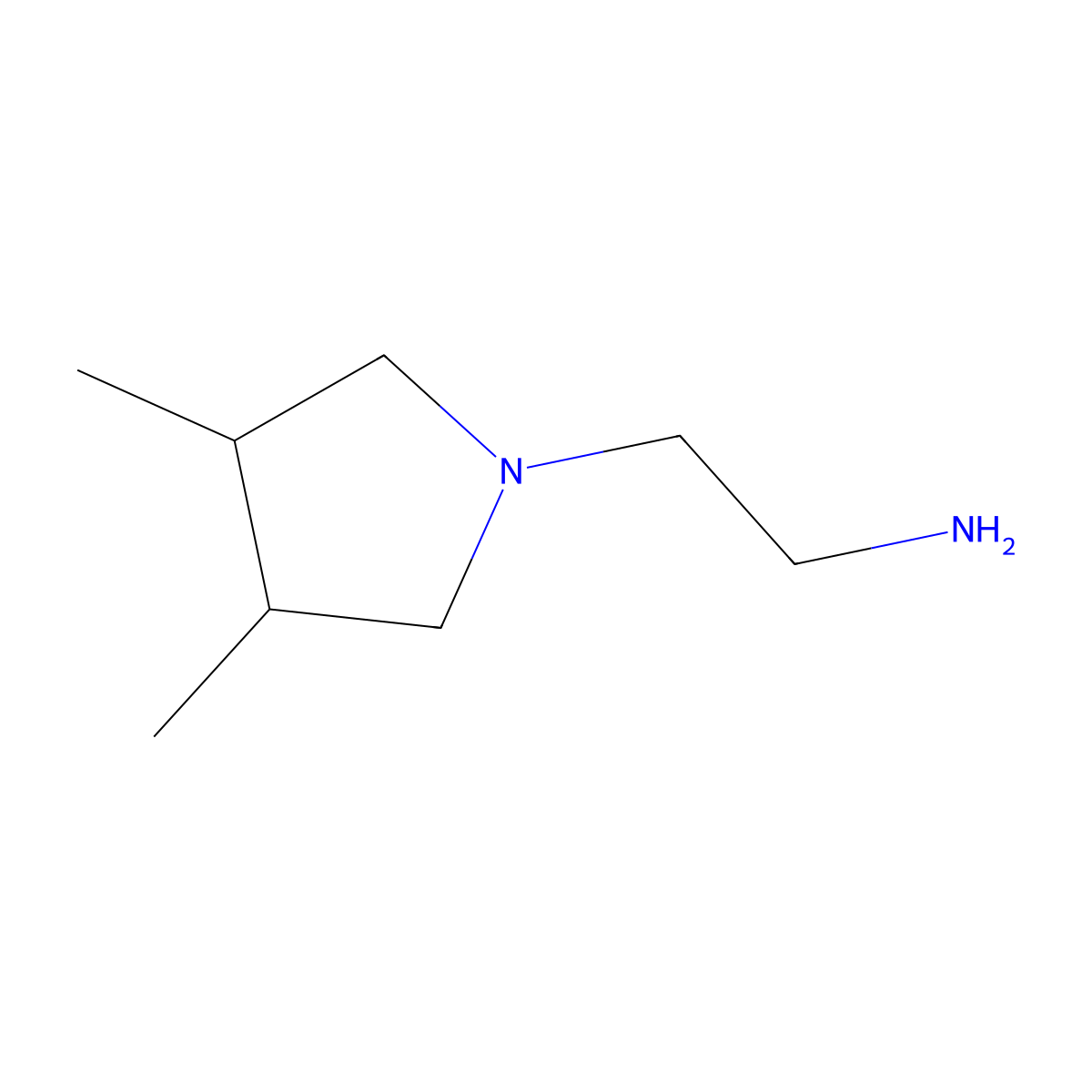 2-(3,4-Dimethylpyrrolidin-1-yl)ethan-1-amine molecular structure, CAS 35018-38-3