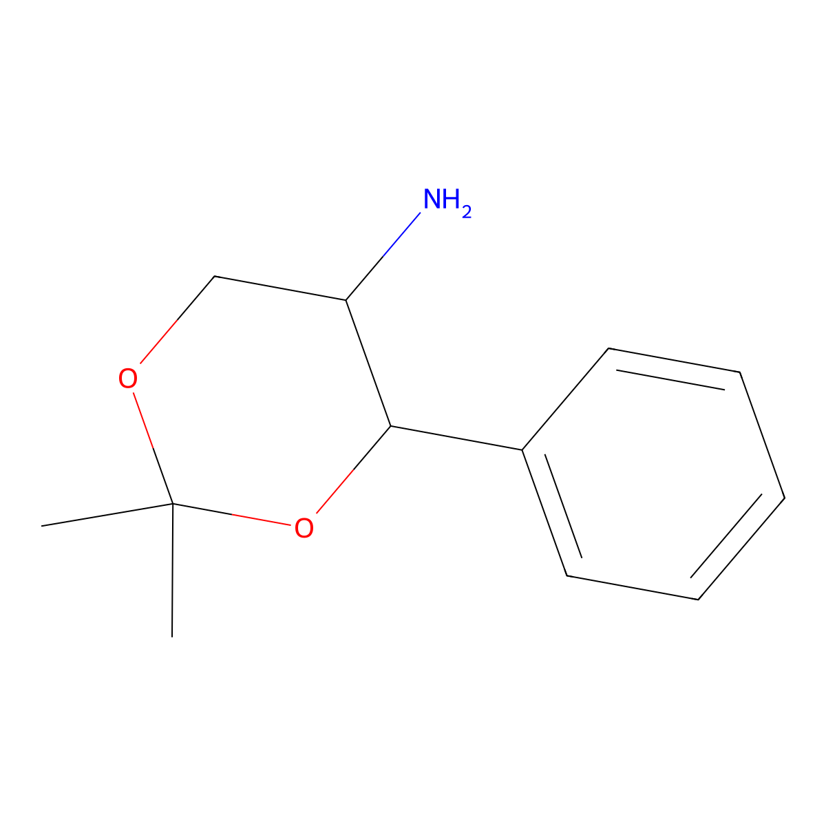 2,2-Dimethyl-4-phenyl-1,3-dioxan-5-amine molecular structure, CAS 35019-66-0