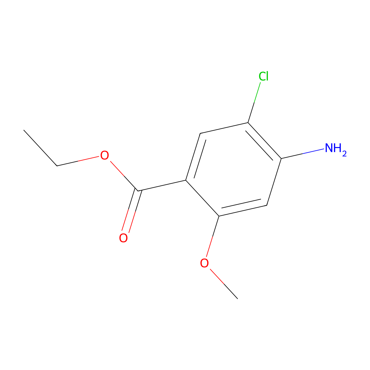 Ethyl 4-amino-5-chloro-2-methoxybenzoate molecular structure, CAS 35019-78-4
