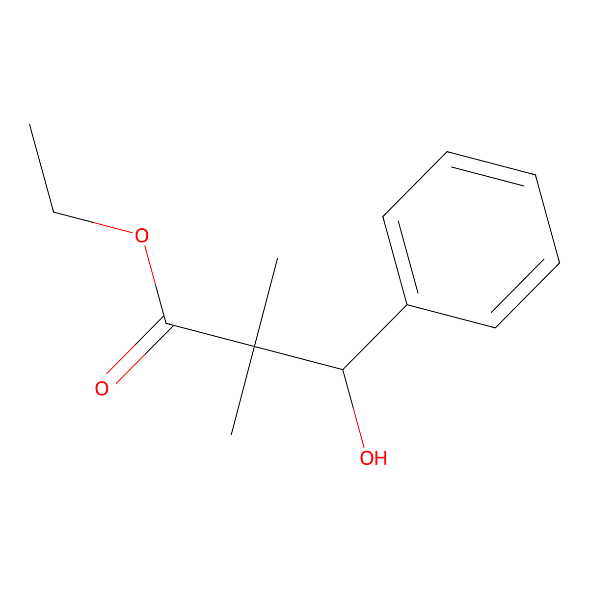 Ethyl 3-hydroxy-2,2-dimethyl-3-phenylpropanoate molecular structure, CAS 35022-34-5