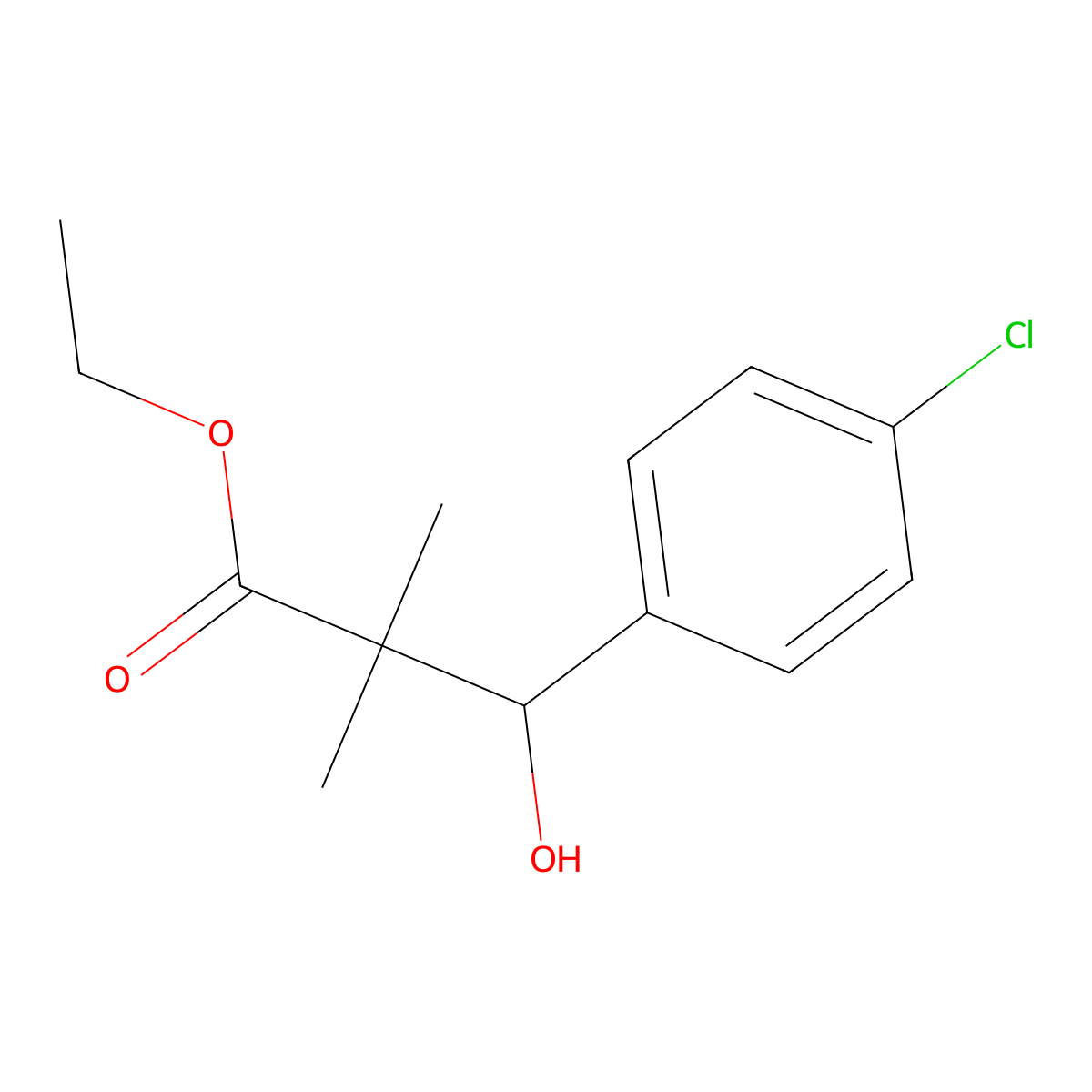 Ethyl 3-(4-chlorophenyl)-3-hydroxy-2,2-dimethylpropanoate molecular structure, CAS 35022-36-7