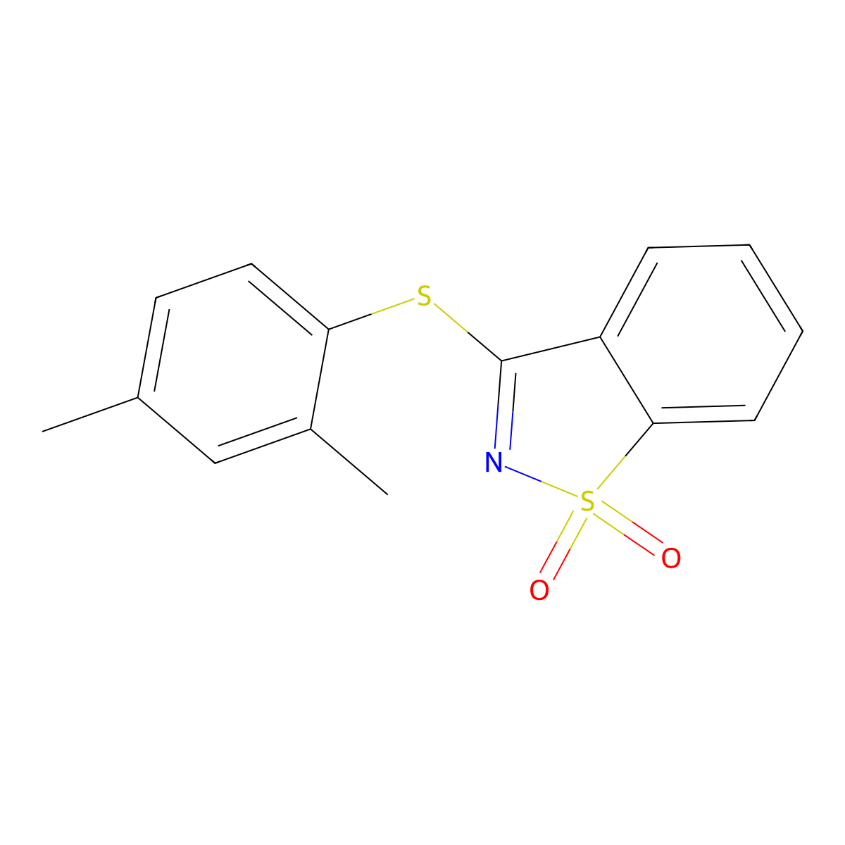 3-[(2,4-Dimethylphenyl)sulfanyl]-1,2-benzothiazole 1,1-dioxide molecular structure, CAS 350247-06-2