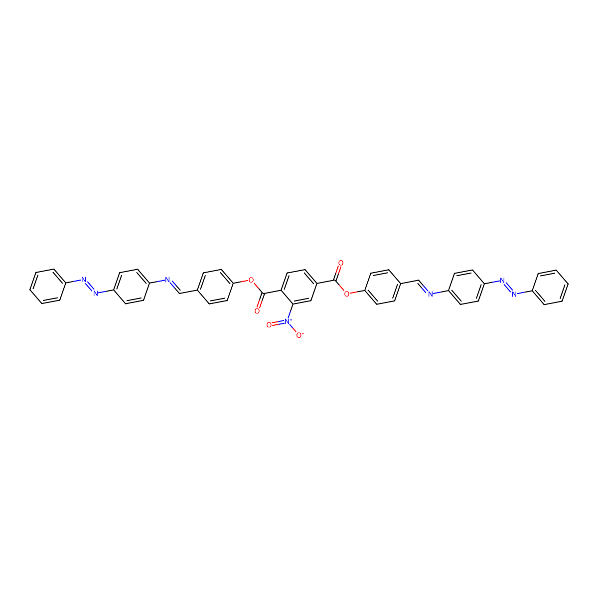 1,4-Benzenedicarboxylic acid, 2-nitro-, 1,4-bis[4-[[[4-(2-phenyldiazenyl)phenyl]imino]methyl]phenyl] ester molecular structure, CAS 350251-70-6