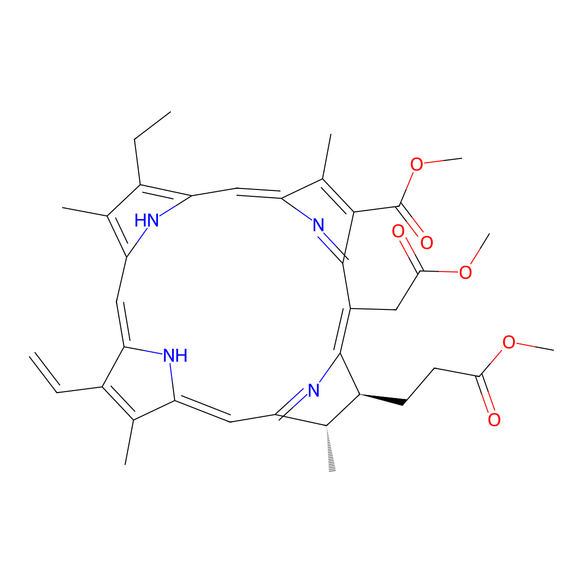 CHlorin e6 trimethyl ester molecular structure, CAS 35038-32-5