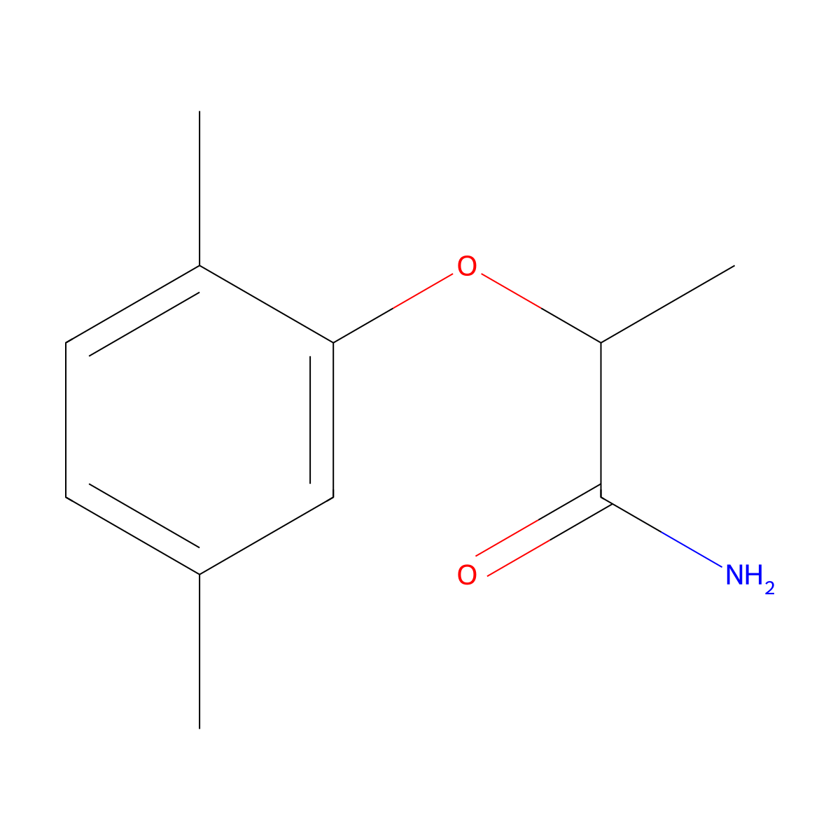 2-(2,5-Dimethylphenoxy)propanamide molecular structure, CAS 35041-30-6