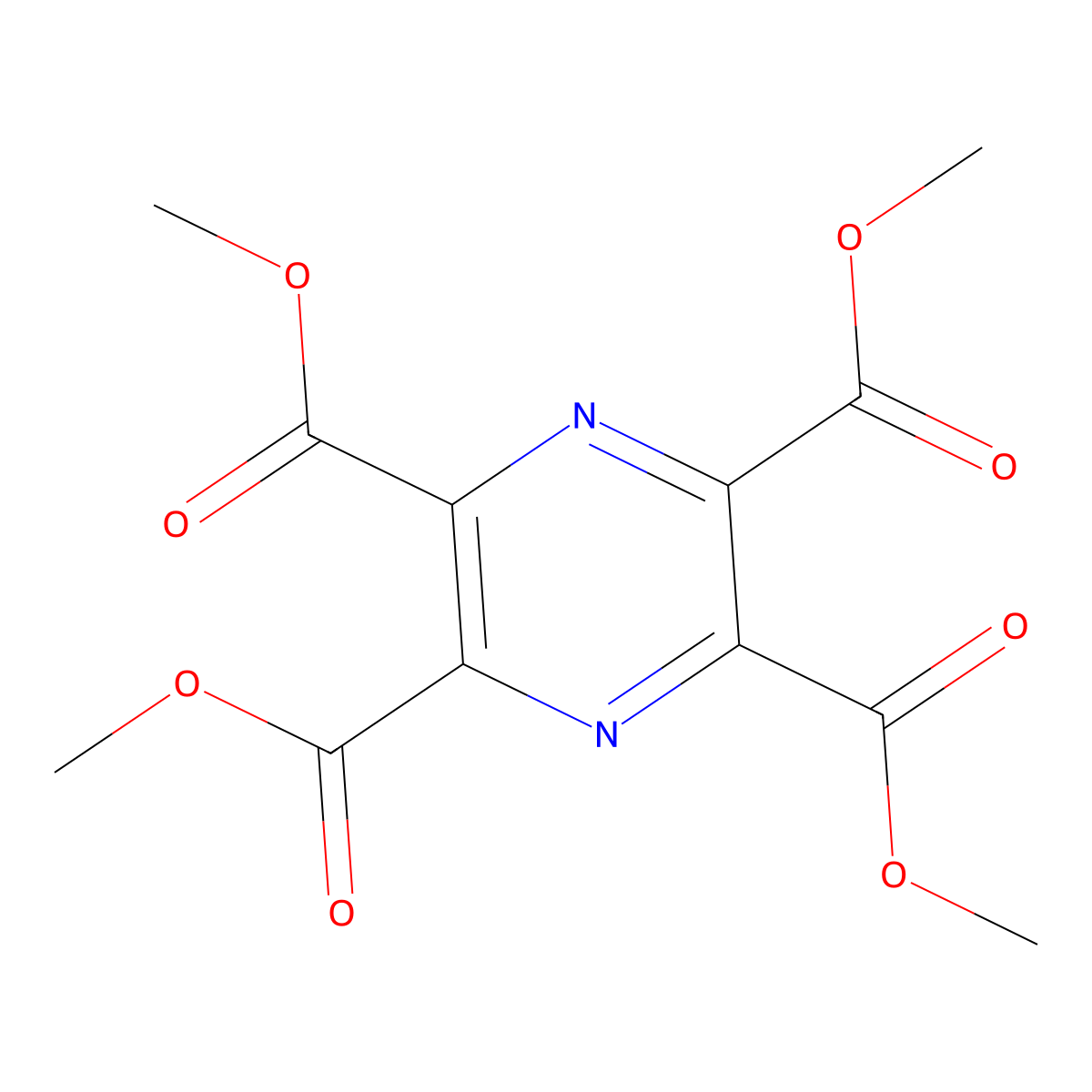 Tetramethyl pyrazine-2,3,5,6-tetracarboxylate molecular structure, CAS 35042-21-8