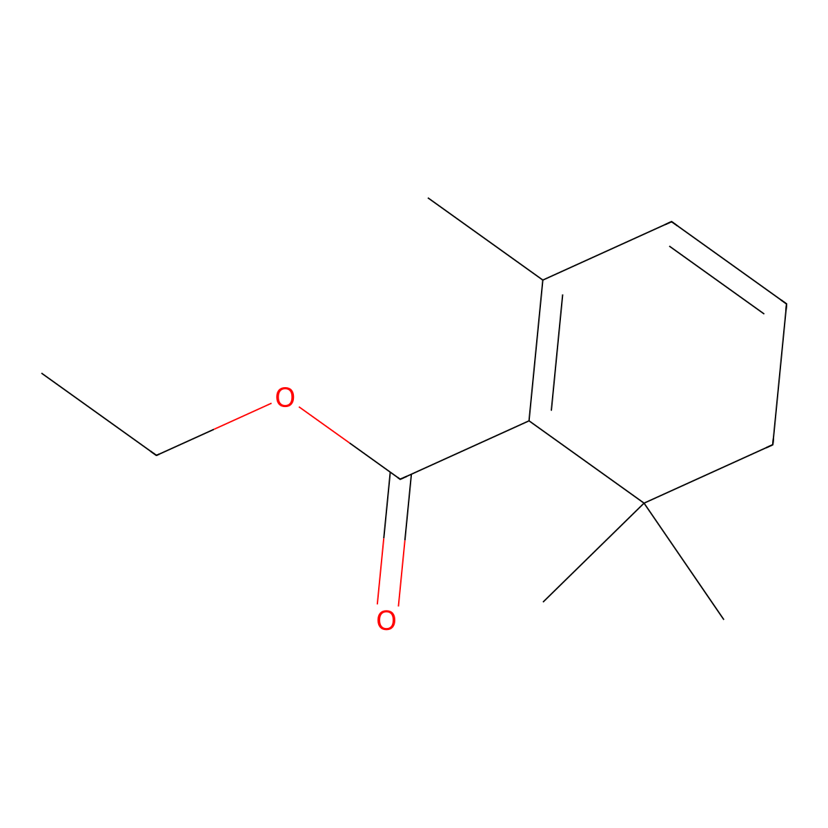 1,3-Cyclohexadiene-1-carboxylic acid, 2,6,6-trimethyl-, ethyl ester molecular structure, CAS 35044-59-8