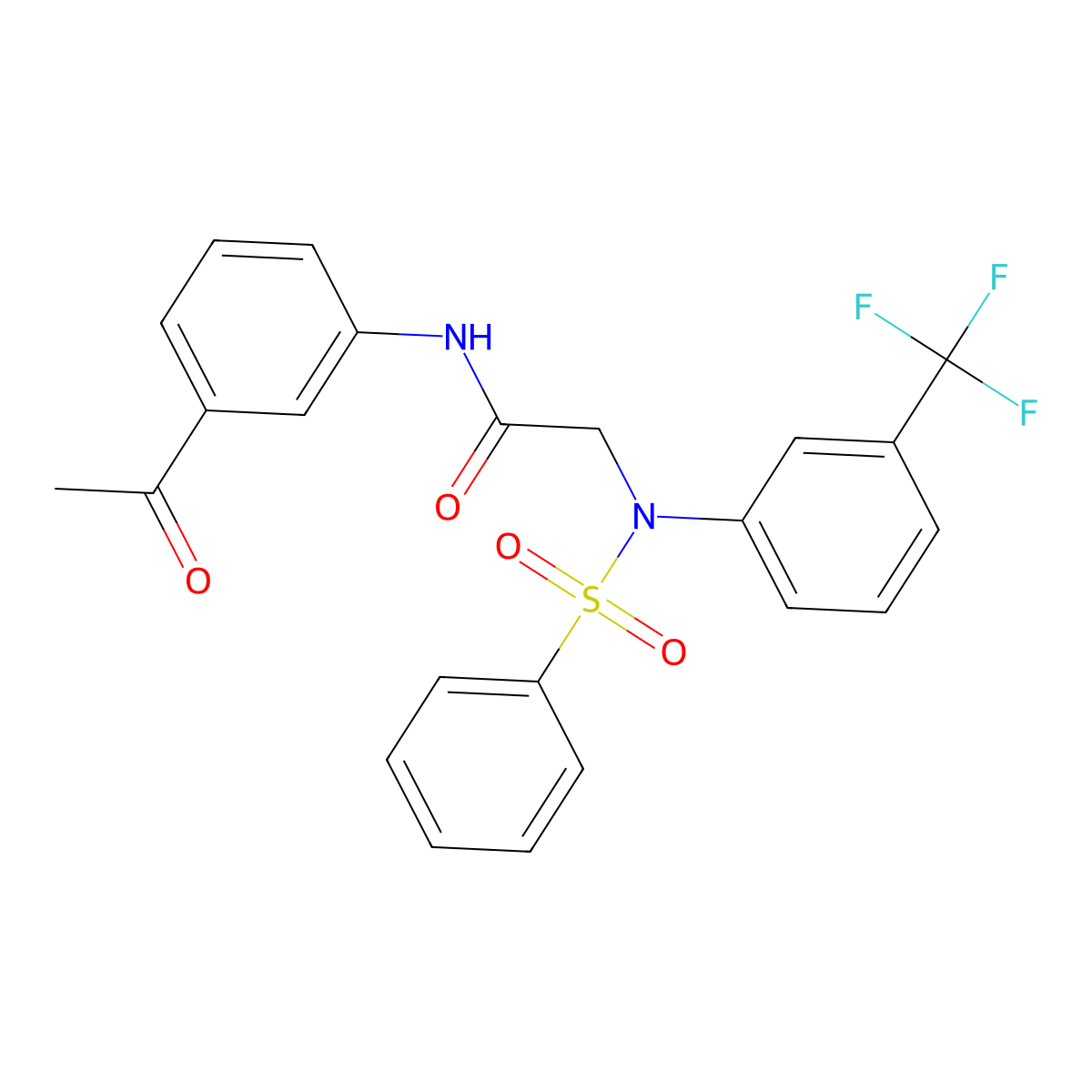 N-(3-acetylphenyl)-2-[N-(benzenesulfonyl)-3-(trifluoromethyl)anilino]acetamide molecular structure, CAS 350475-82-0