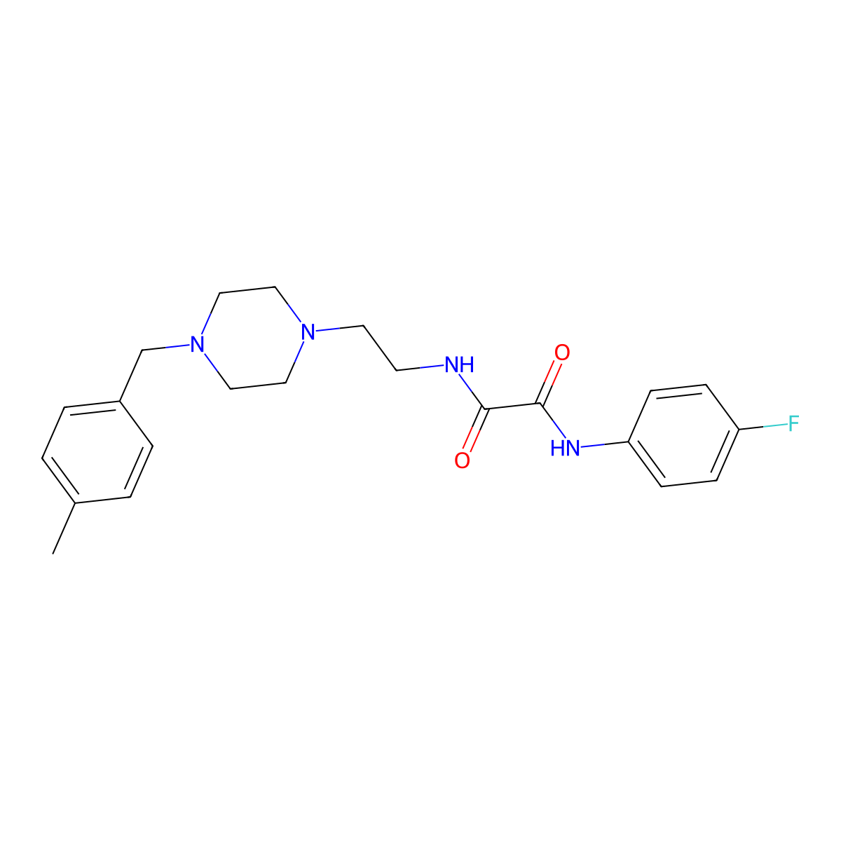 N'-(4-fluorophenyl)-N-[2-[4-[(4-methylphenyl)methyl]piperazin-1-yl]ethyl]oxamide molecular structure, CAS 350477-31-5