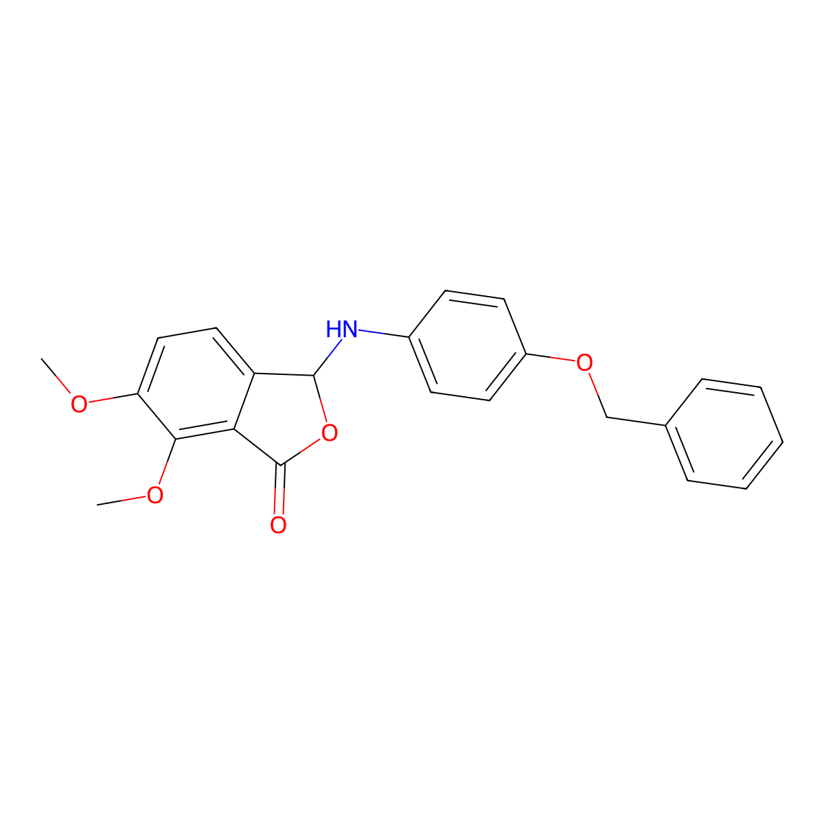 6,7-dimethoxy-3-(4-phenylmethoxyanilino)-3H-2-benzofuran-1-one molecular structure, CAS 350478-54-5