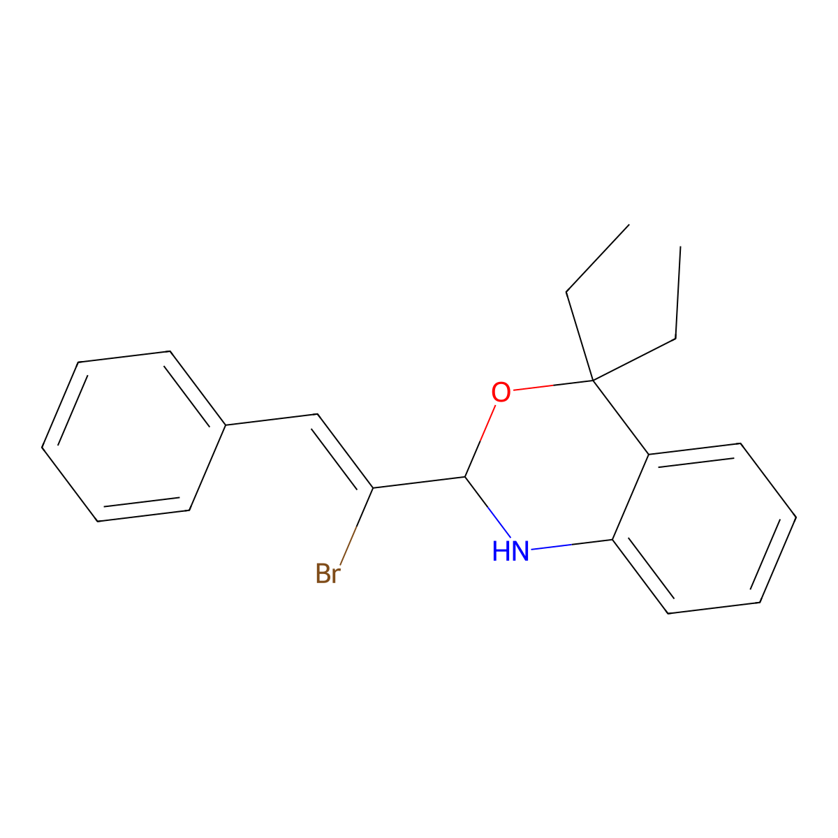 2-(1-Bromo-2-phenylethenyl)-4,4-diethyl-1,4-dihydro-2H-3,1-benzoxazine molecular structure, CAS 350478-73-8