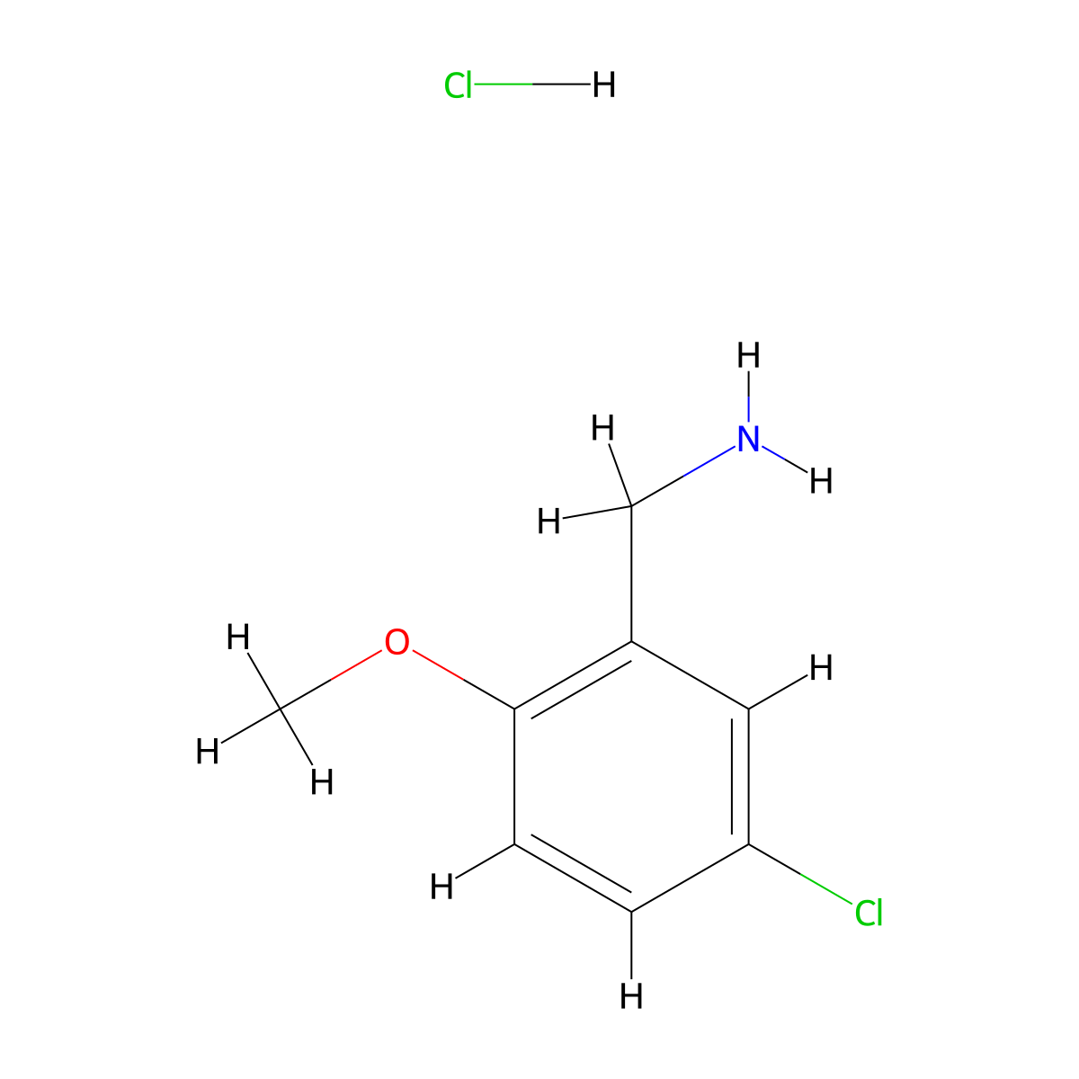 (5-Chloro-2-methoxyphenyl)methanamine hydrochloride molecular structure, CAS 350480-55-6