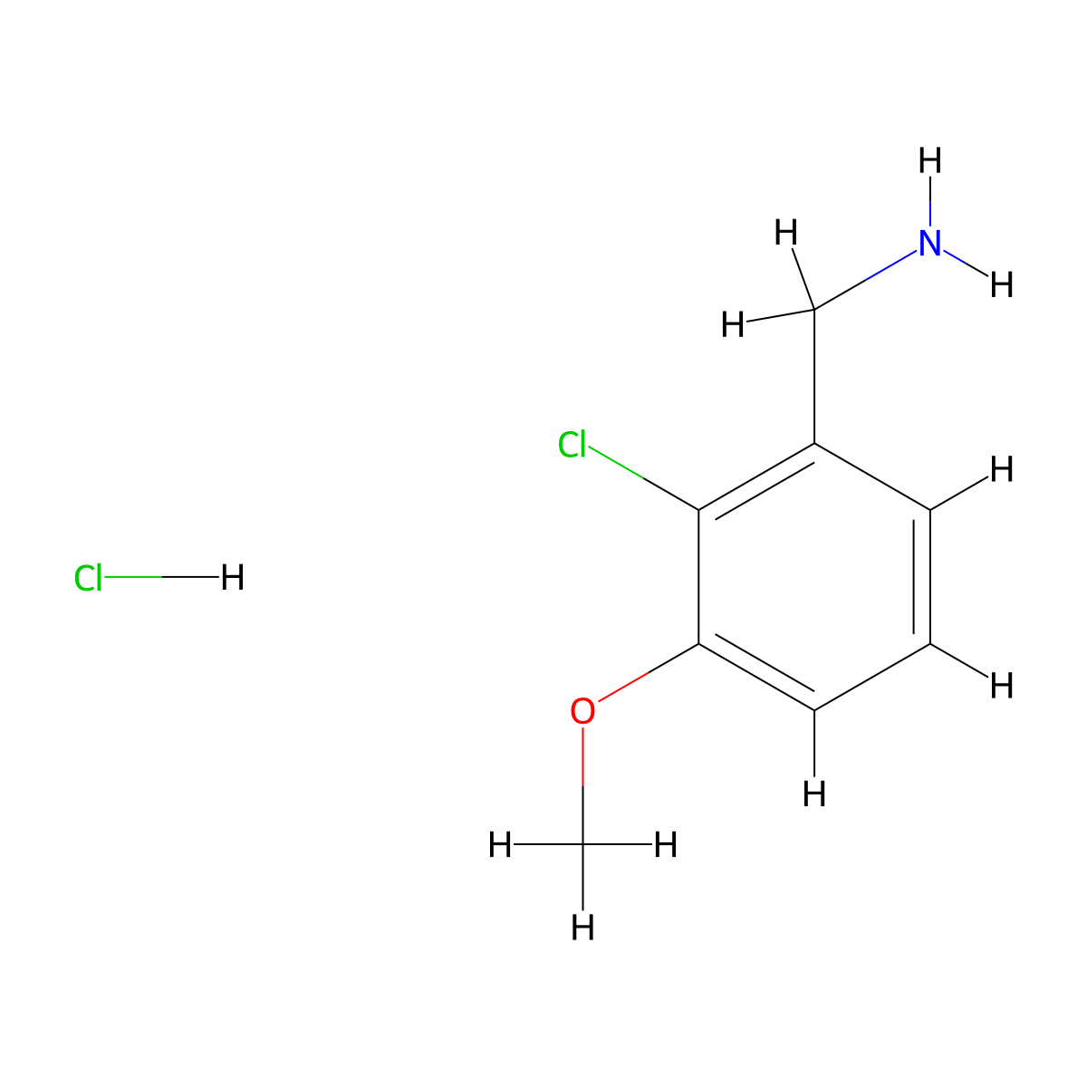 (2-Chloro-3-methoxyphenyl)methanamine hydrochloride molecular structure, CAS 350480-56-7