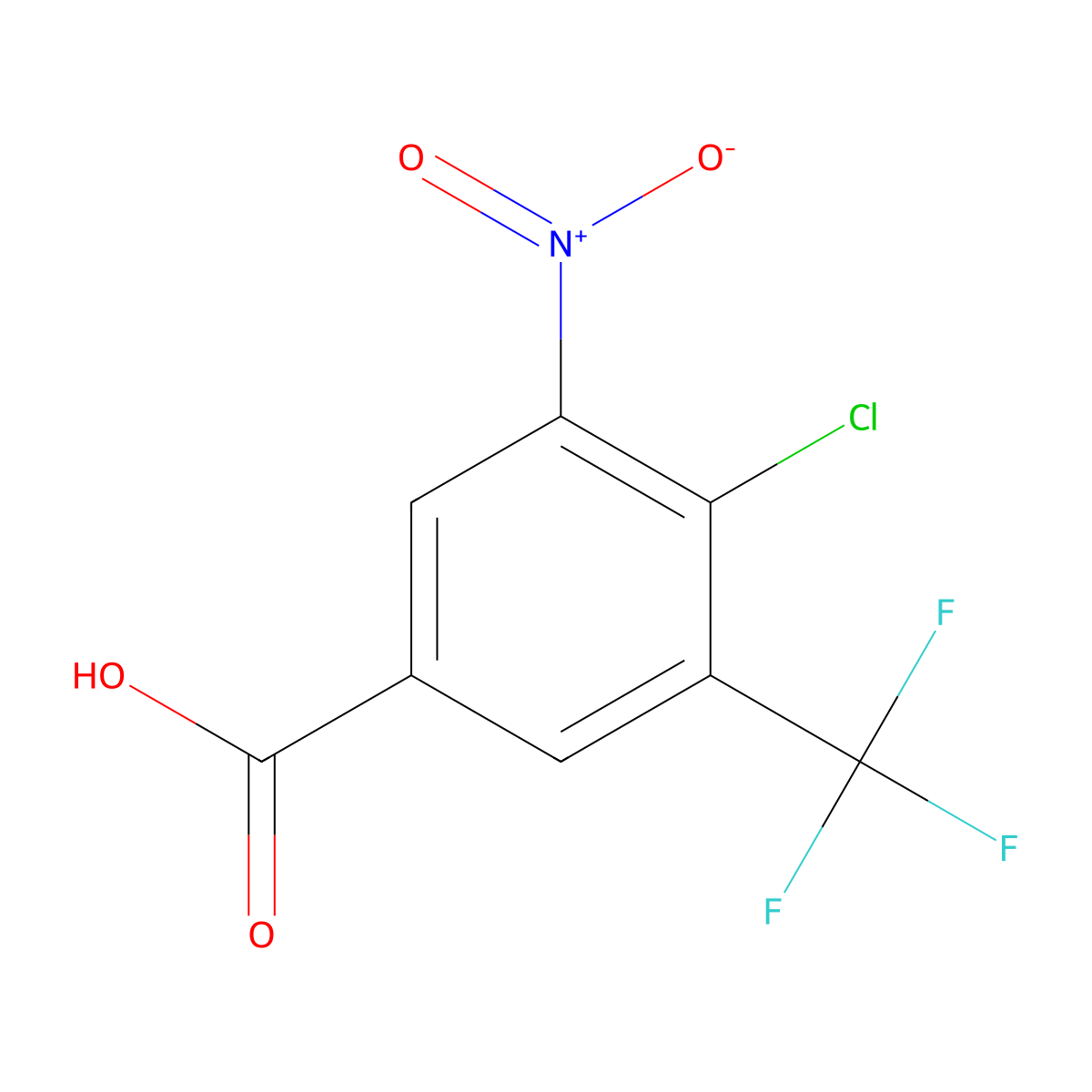 4-Chloro-3-nitro-5-(trifluoromethyl)benzoic acid molecular structure, CAS 350488-79-8