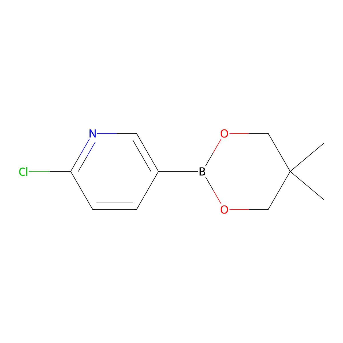 2-Chloro-5-(5,5-dimethyl-1,3,2-dioxaborinan-2-yl)pyridine molecular structure, CAS 350489-38-2
