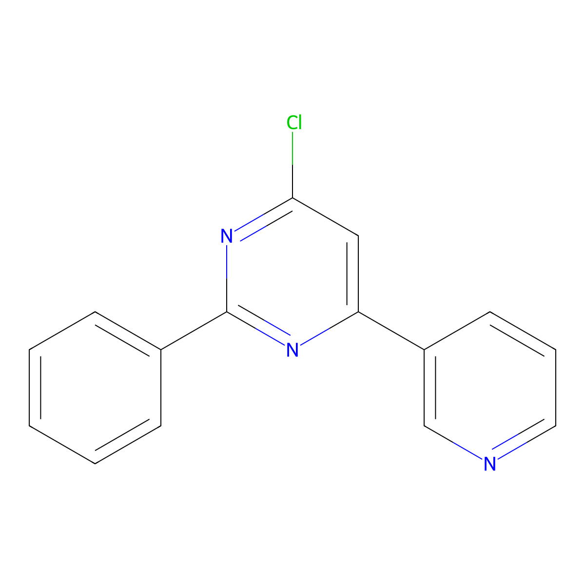 4-Chloro-2-phenyl-6-(3-pyridyl)pyrimidine molecular structure, CAS 350490-70-9
