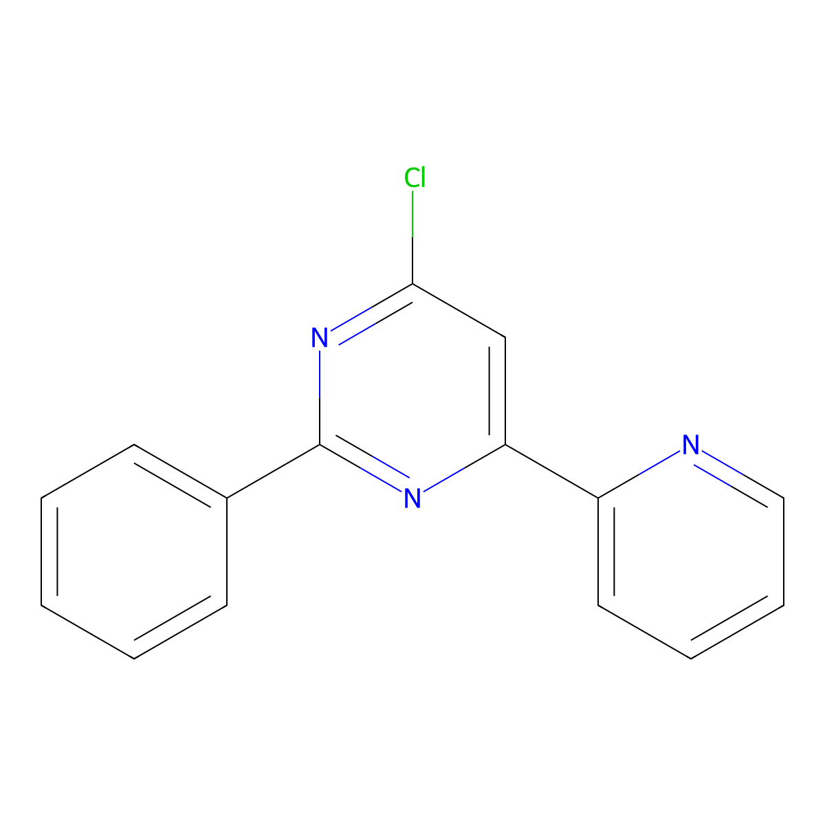 4-Chloro-2-phenyl-6-(pyridin-2-yl)pyrimidine molecular structure, CAS 350490-71-0
