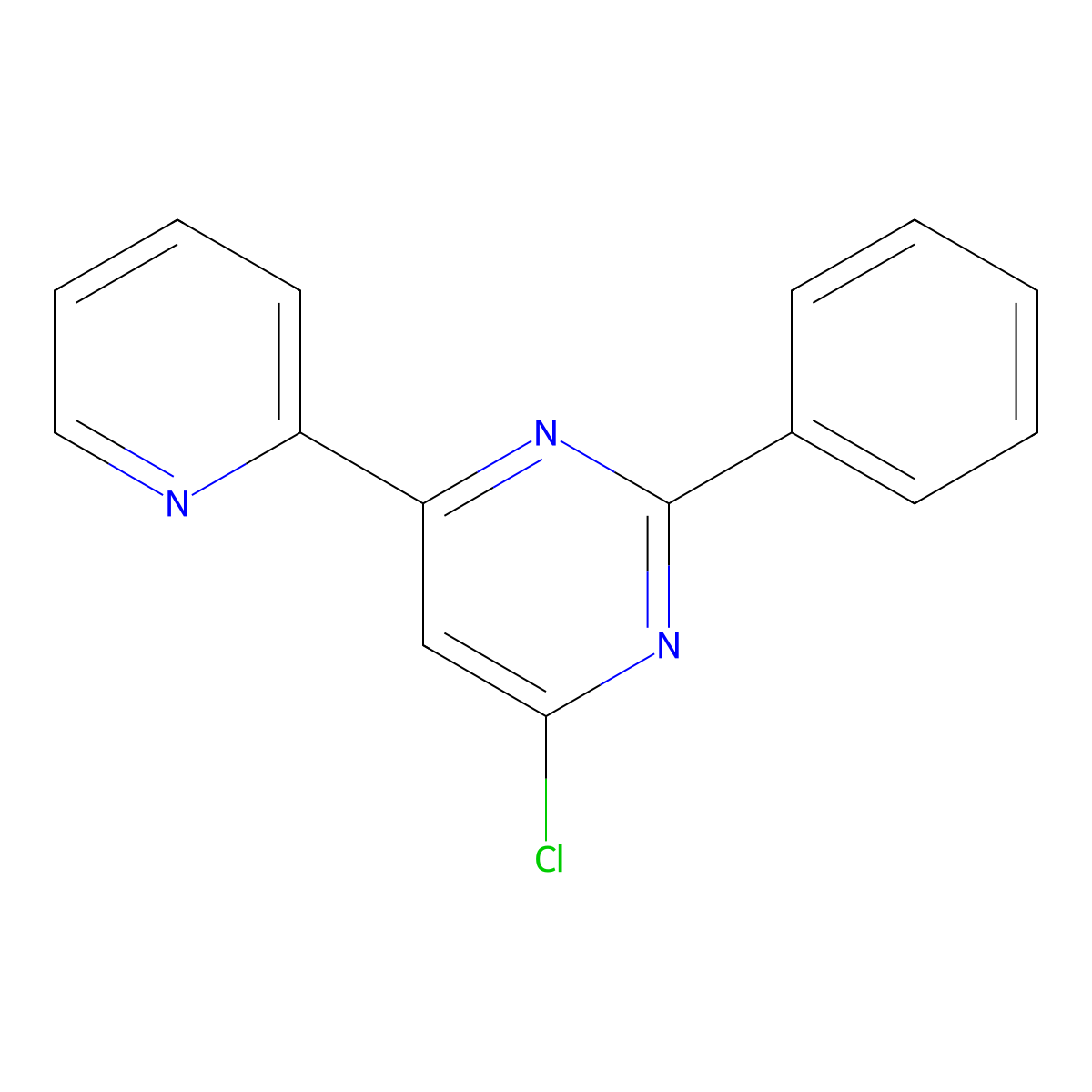 4-Chloro-2-phenyl-6-(pyridin-2-yl)pyrimidine molecular structure, CAS 350490-71-0