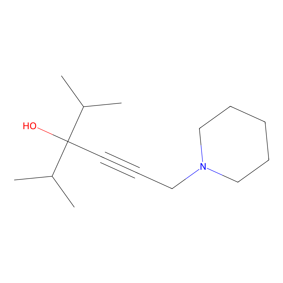 2-Methyl-6-piperidin-1-yl-3-propan-2-ylhex-4-yn-3-ol molecular structure, CAS 350495-68-0
