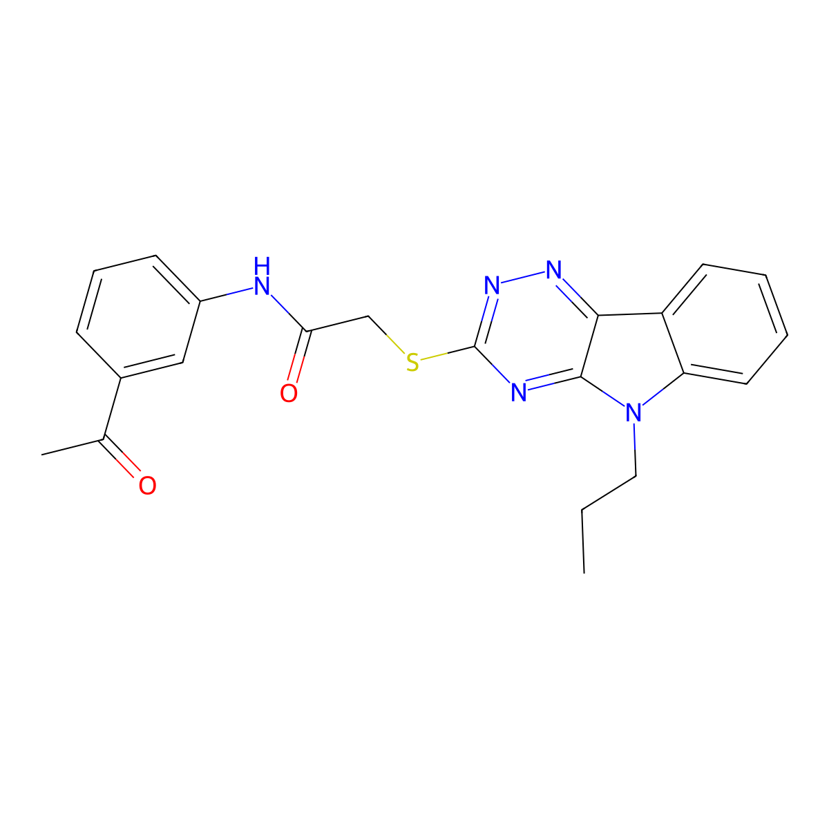 N-(3-acetylphenyl)-2-[(5-propyl-[1,2,4]triazino[5,6-b]indol-3-yl)sulfanyl]acetamide molecular structure, CAS 350497-73-3