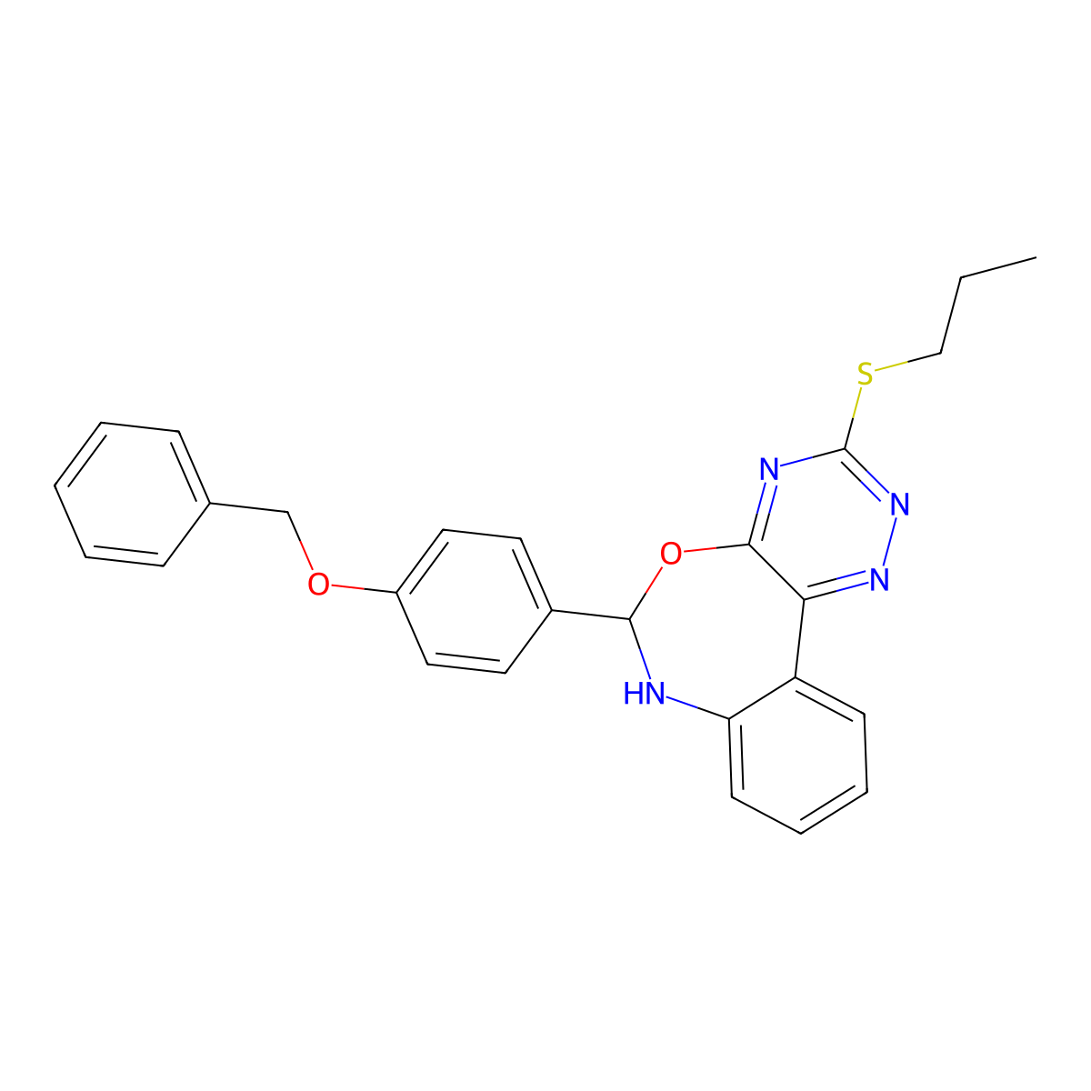 6-[4-(Benzyloxy)phenyl]-3-(propylsulfanyl)-6,7-dihydro[1,2,4]triazino[5,6-d][3,1]benzoxazepine molecular structure, CAS 350503-75-2