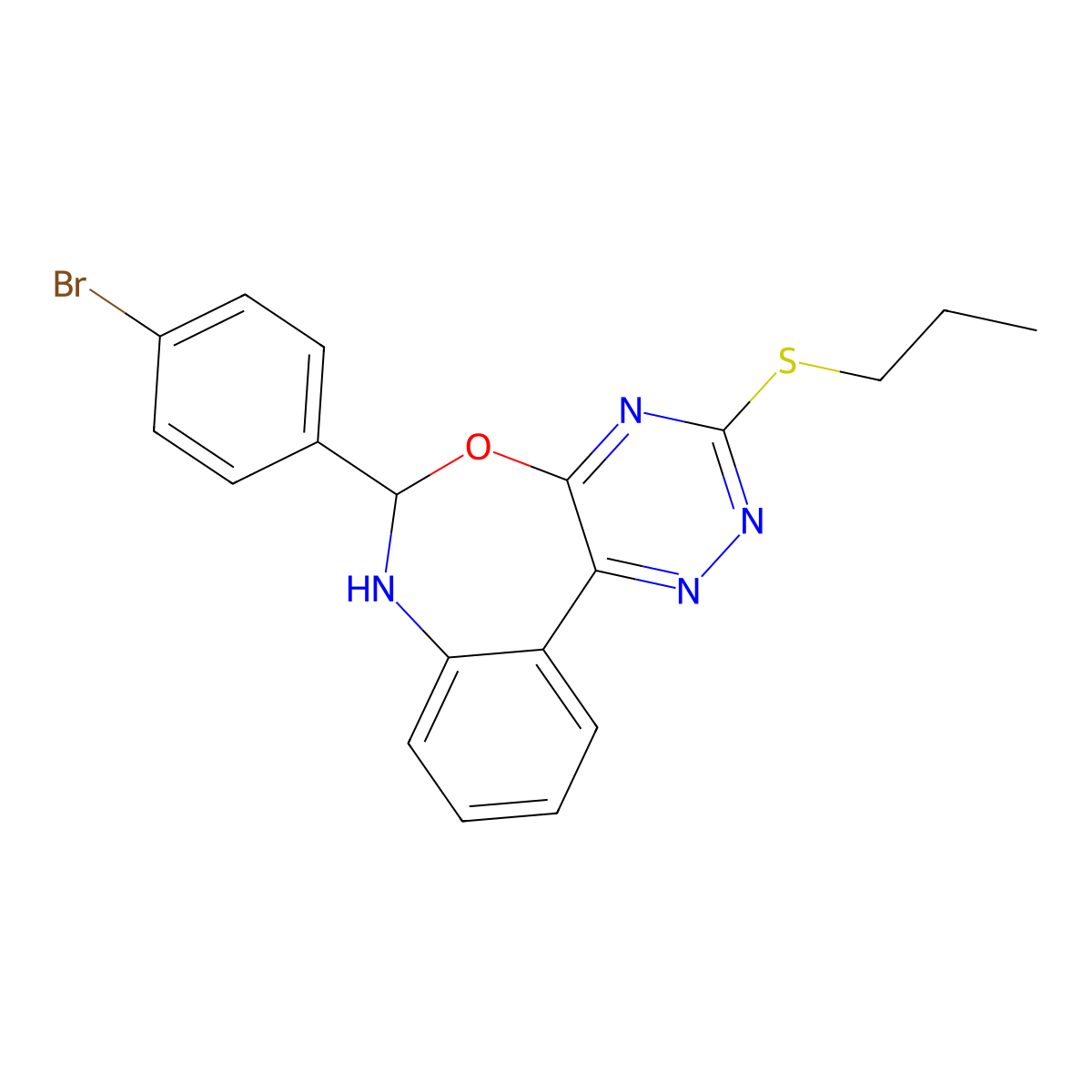 6-(4-Bromophenyl)-3-(propylsulfanyl)-6,7-dihydro[1,2,4]triazino[5,6-d][3,1]benzoxazepine molecular structure, CAS 350503-78-5