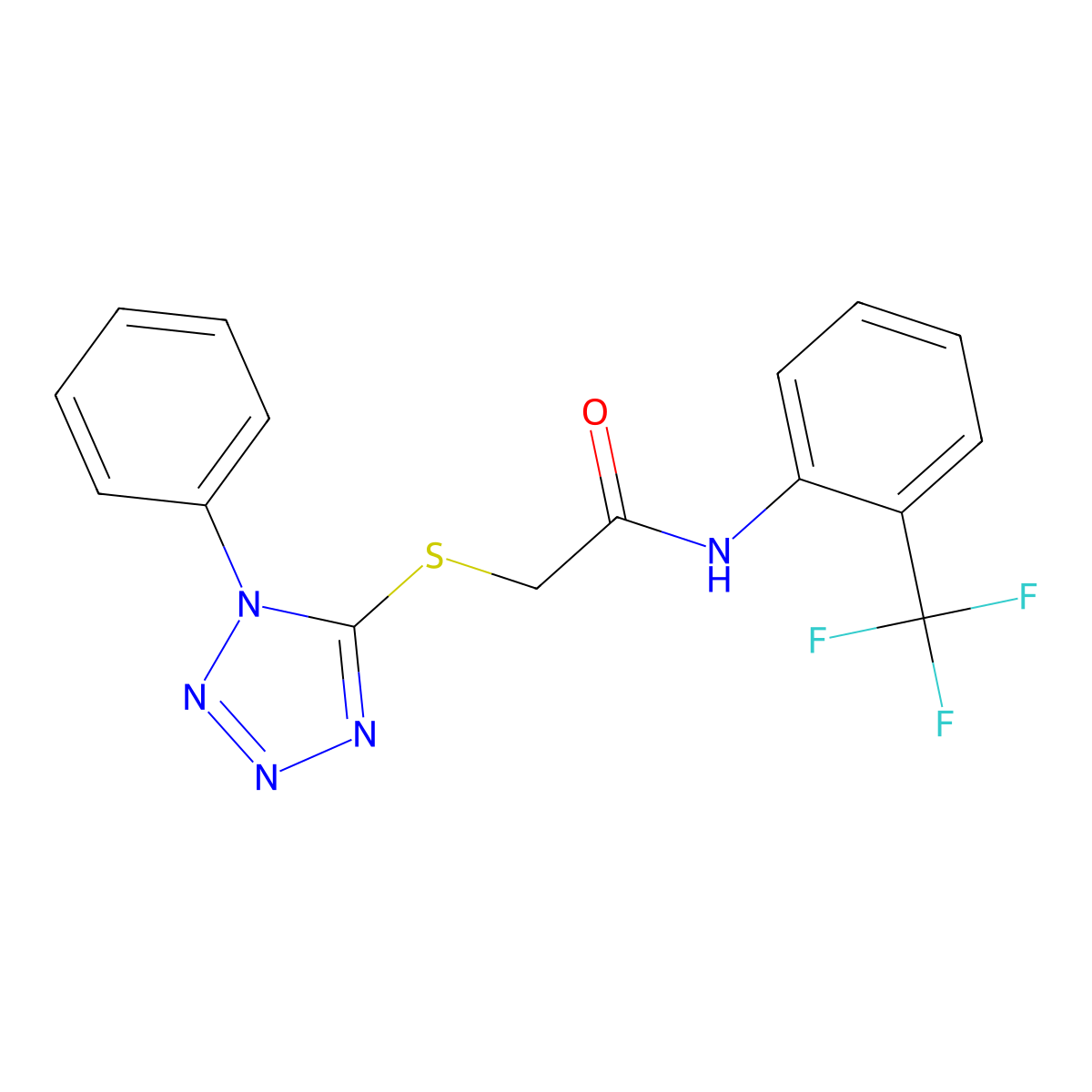 2-[(1-phenyl-1H-tetrazol-5-yl)sulfanyl]-N-[2-(trifluoromethyl)phenyl]acetamide molecular structure, CAS 350508-95-1