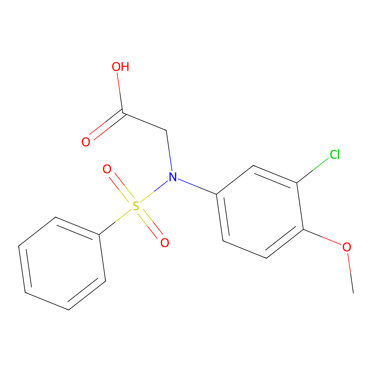 N-(3-chloro-4-methoxyphenyl)-N-(phenylsulfonyl)glycine molecular structure, CAS 350509-80-7