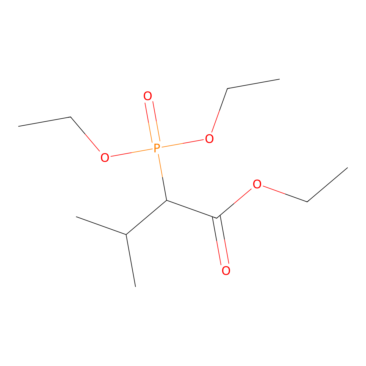 Ethyl 2-(diethoxyphosphoryl)-3-methylbutanoate molecular structure, CAS 35051-50-4