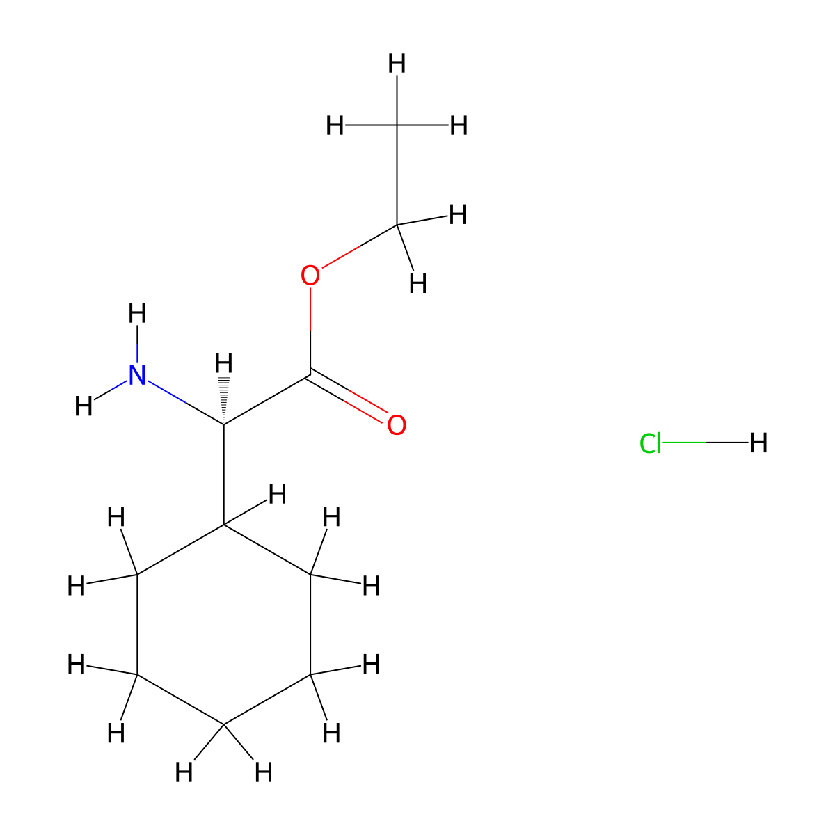 (R)-Ethyl 2-amino-2-cyclohexylacetate hydrochloride molecular structure, CAS 35051-64-0