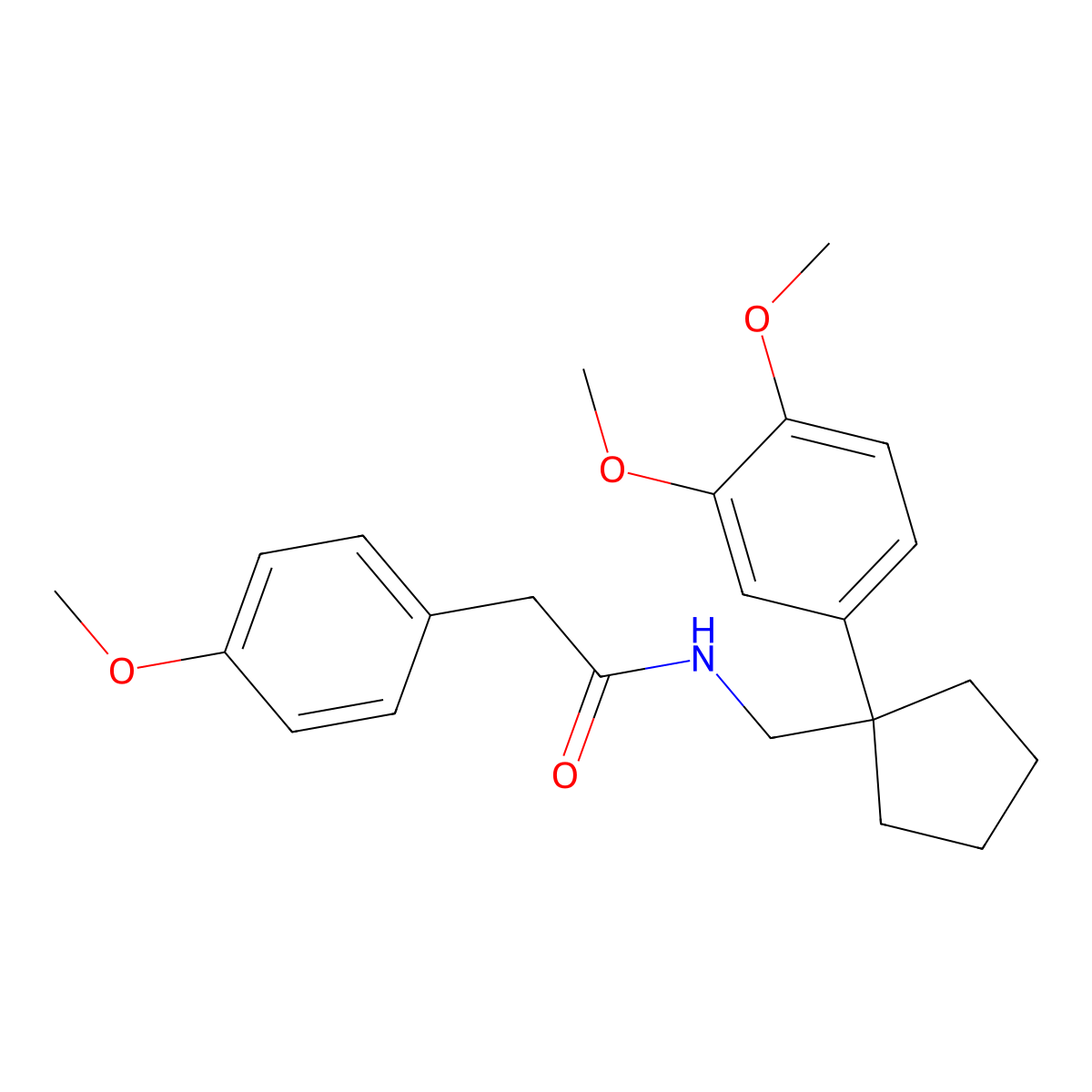 N-((1-(3,4-dimethoxyphenyl)cyclopentyl)methyl)-2-(4-methoxyphenyl)acetamide molecular structure, CAS 35058-57-2
