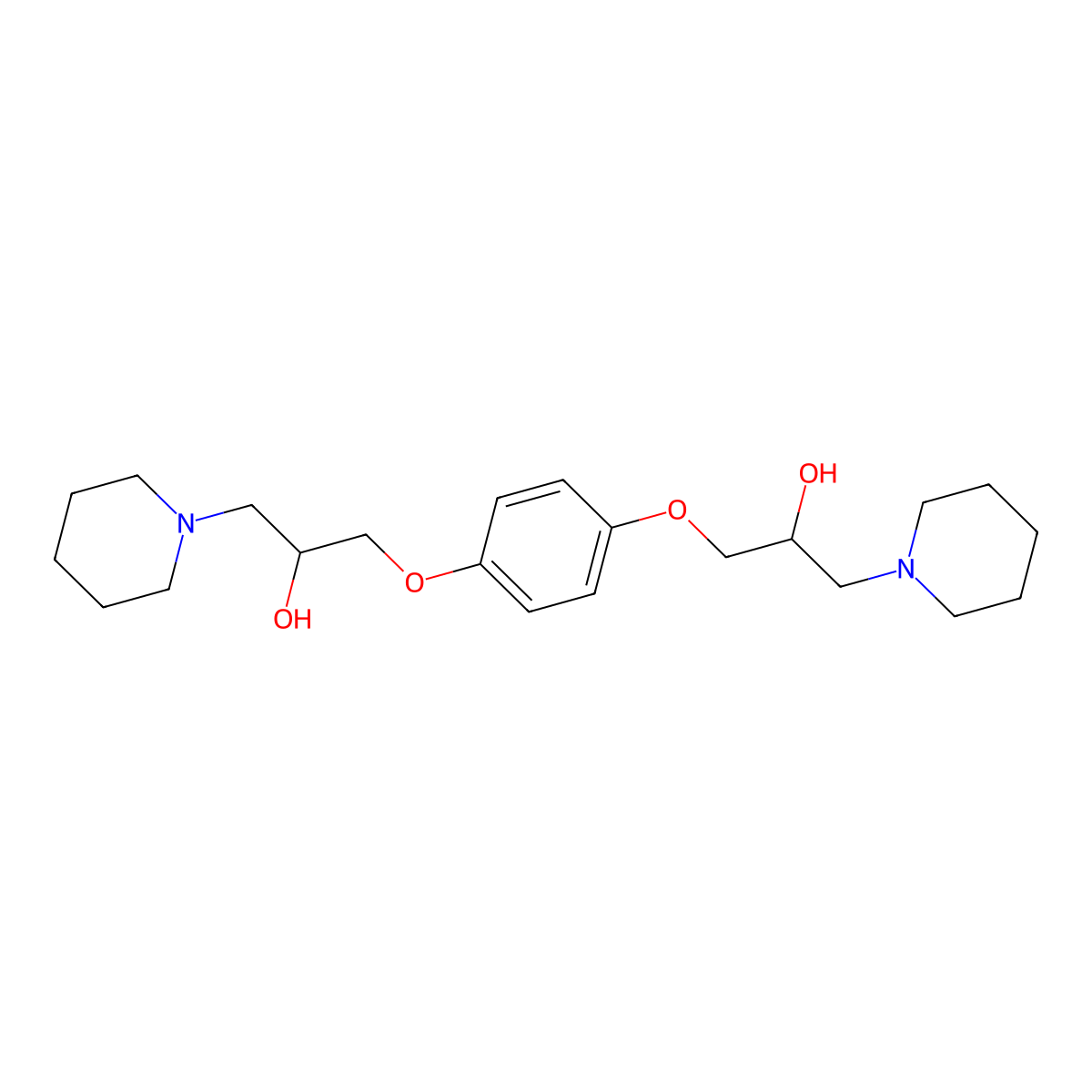 1-[4-(2-Hydroxy-3-piperidin-1-yl-propoxy)-phenoxy]-3-piperidin-1-yl-propan-2-ol molecular structure, CAS 35058-81-2