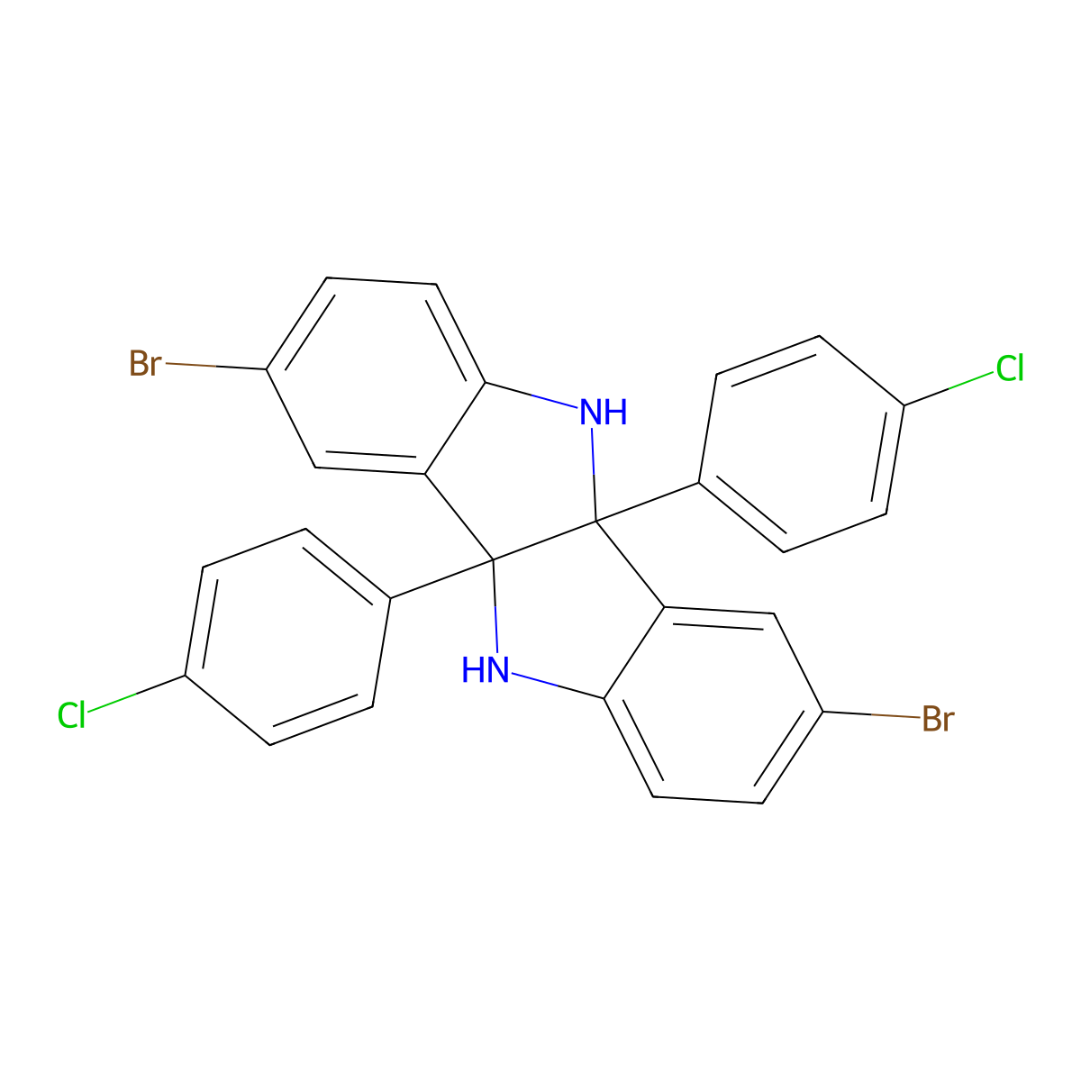 3,8-Dibromo-4b,9b-bis(4-chlorophenyl)-5,10-dihydroindolo[3,2-b]indole molecular structure, CAS 350581-74-7