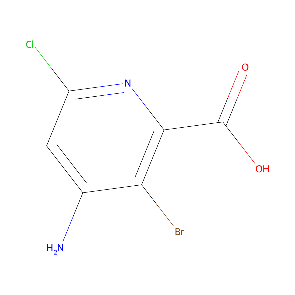 4-Amino-3-bromo-6-chloropyridine-2-carboxylic acid molecular structure, CAS 350601-79-5