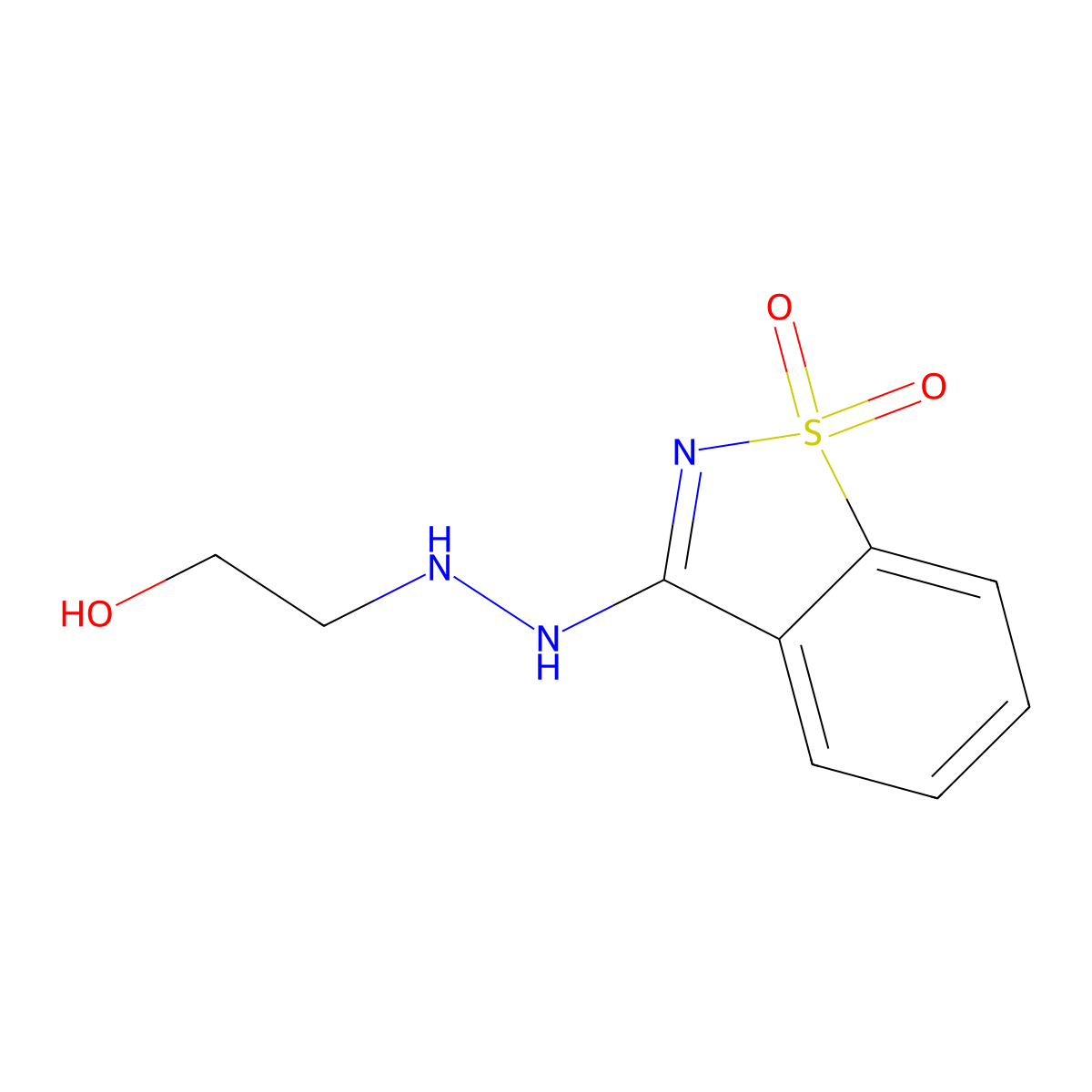 2-[2-(1,1-Dioxido-1,2-benzothiazol-3-yl)hydrazinyl]ethanol molecular structure, CAS 350609-36-8