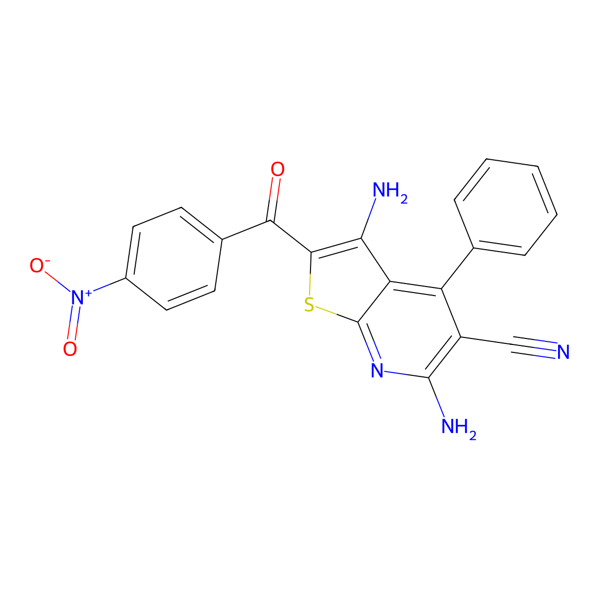 3,6-Diamino-2-(4-nitrobenzoyl)-4-phenylthieno[2,3-b]pyridine-5-carbonitrile molecular structure, CAS 350609-40-4