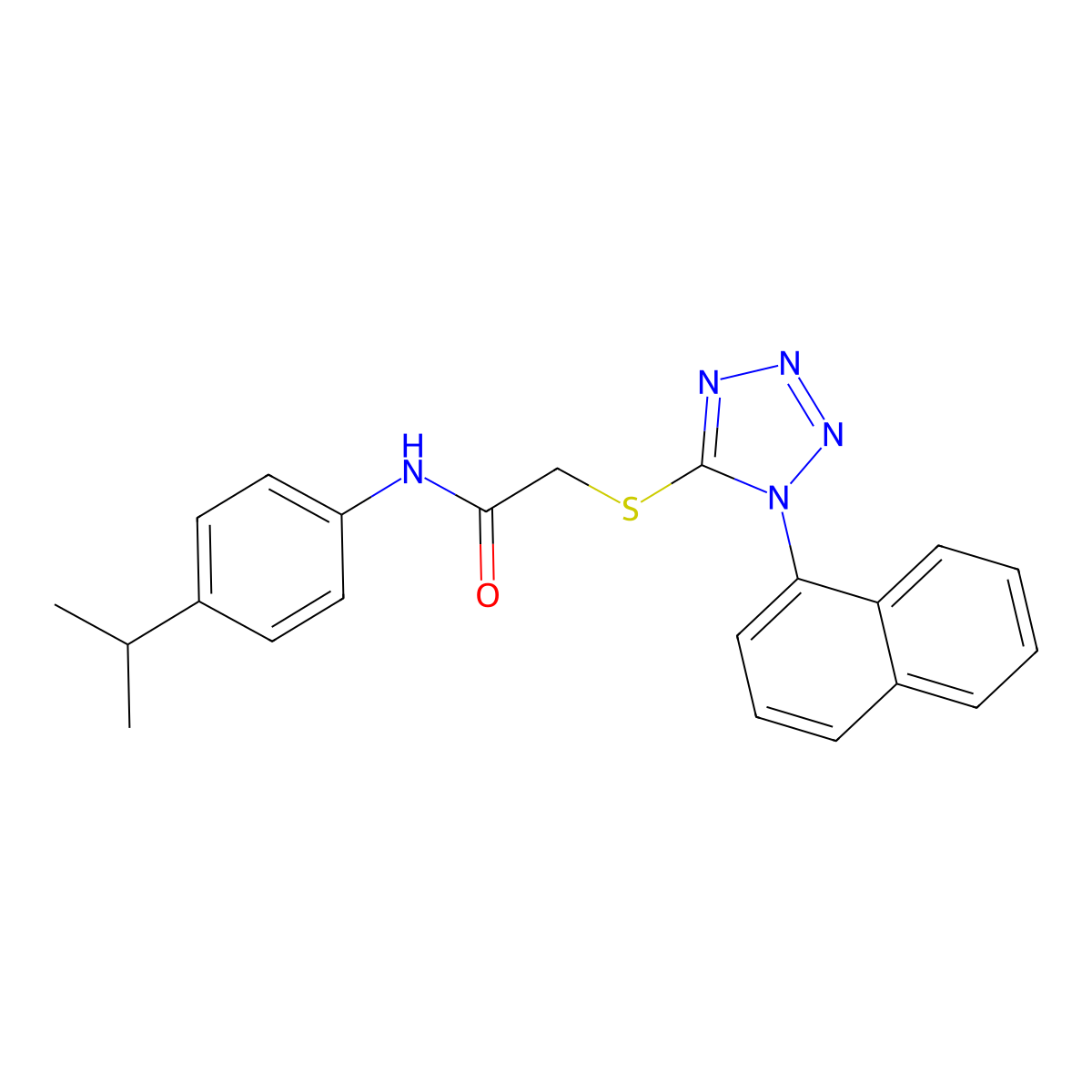 2-(1-naphthalen-1-yltetrazol-5-yl)sulfanyl-N-(4-propan-2-ylphenyl)acetamide molecular structure, CAS 350612-68-9